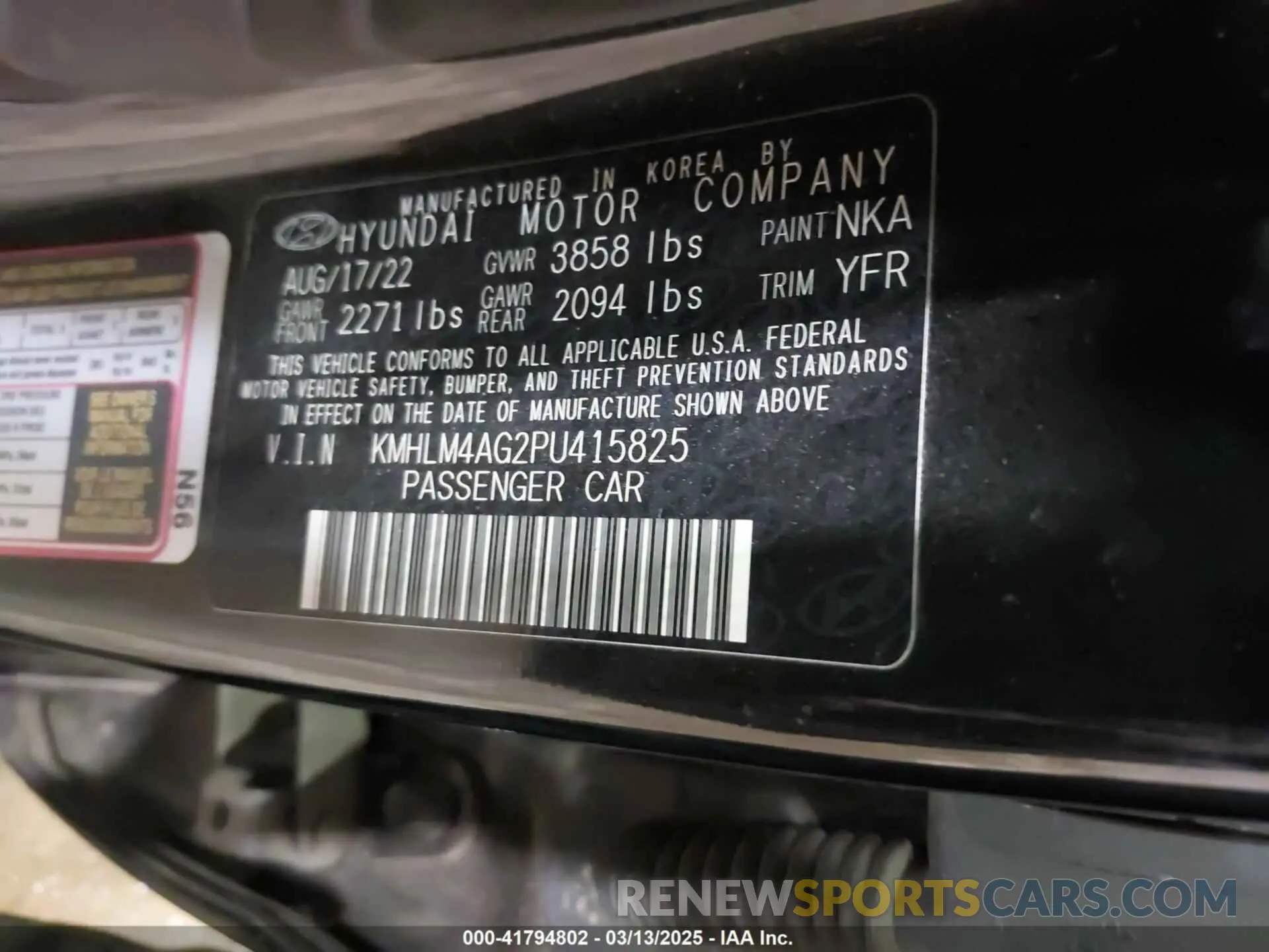 9 Photograph of a damaged car KMHLM4AG2PU415825 HYUNDAI ELANTRA 2023