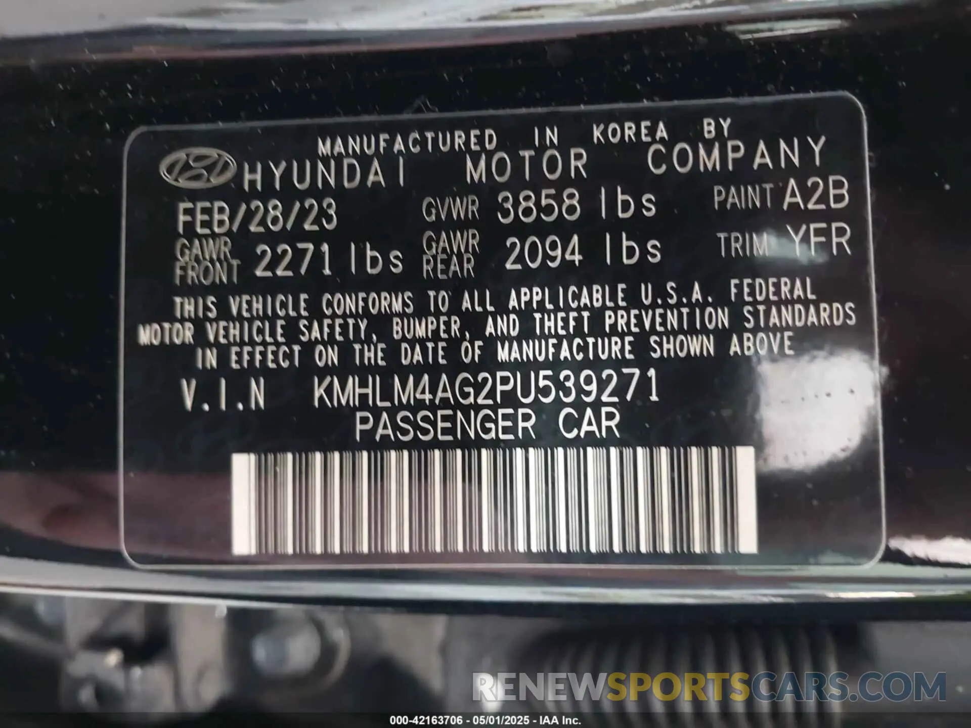 9 Photograph of a damaged car KMHLM4AG2PU539271 HYUNDAI ELANTRA 2023
