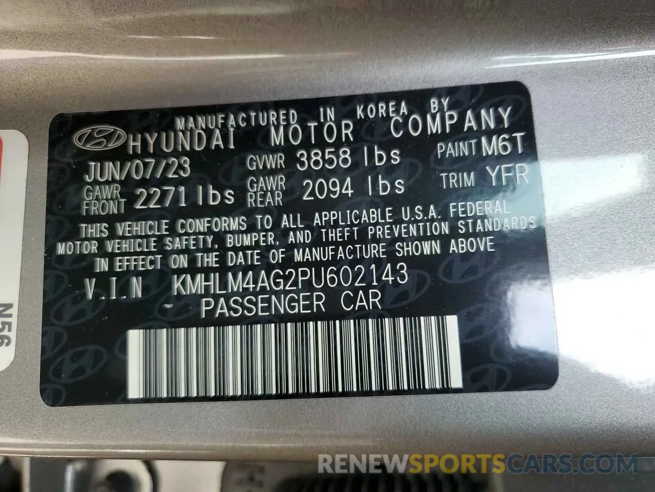 12 Photograph of a damaged car KMHLM4AG2PU602143 HYUNDAI ELANTRA 2023