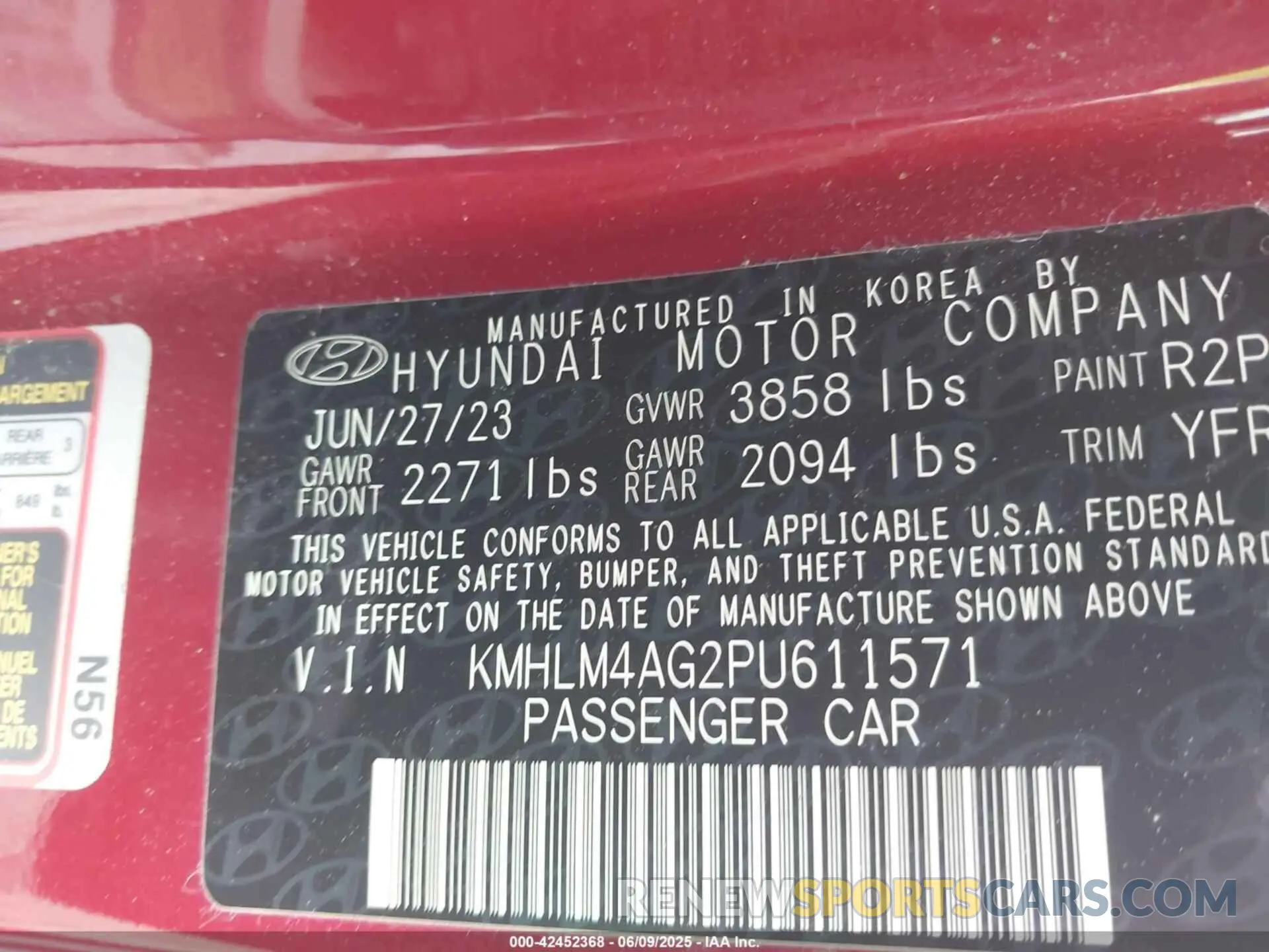 9 Photograph of a damaged car KMHLM4AG2PU611571 HYUNDAI ELANTRA 2023
