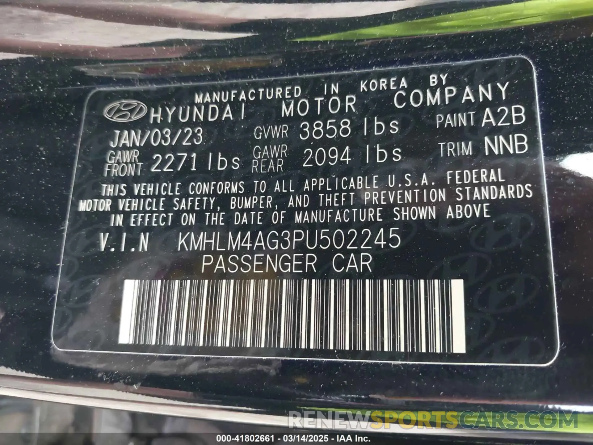 9 Photograph of a damaged car KMHLM4AG3PU502245 HYUNDAI ELANTRA 2023