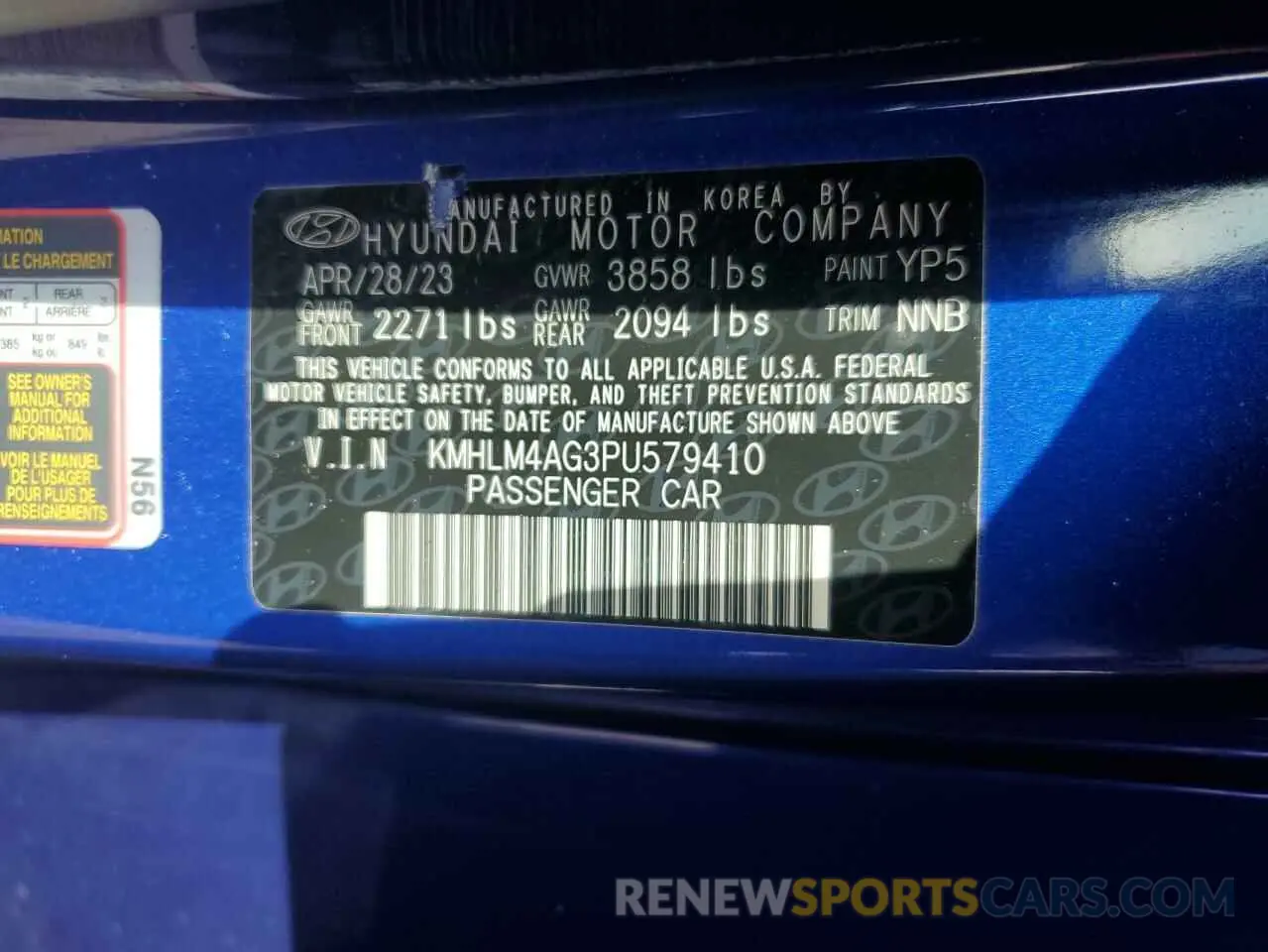 13 Photograph of a damaged car KMHLM4AG3PU579410 HYUNDAI ELANTRA 2023