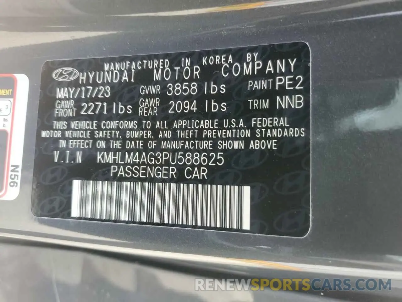 13 Photograph of a damaged car KMHLM4AG3PU588625 HYUNDAI ELANTRA 2023
