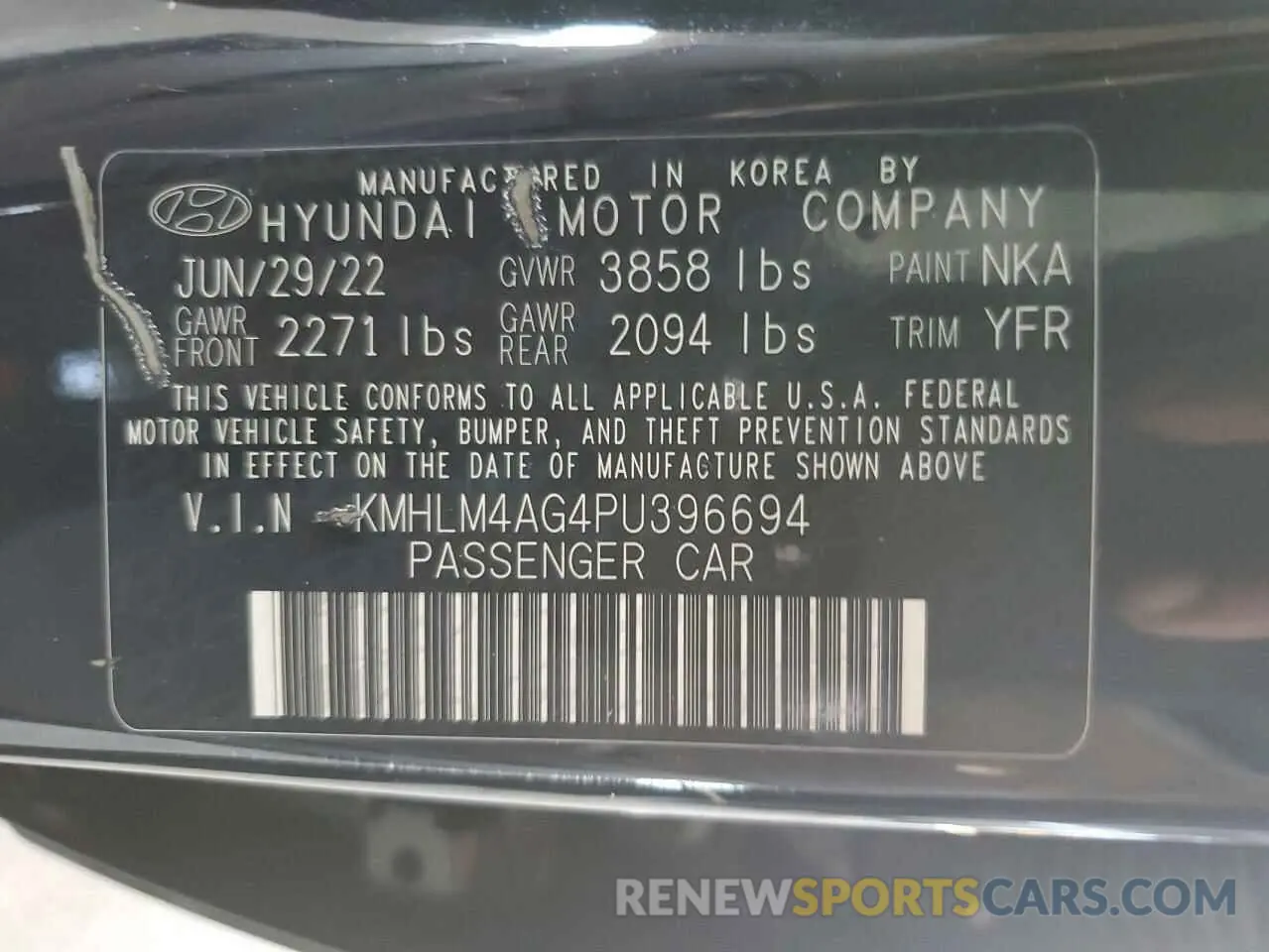 14 Photograph of a damaged car KMHLM4AG4PU396694 HYUNDAI ELANTRA 2023