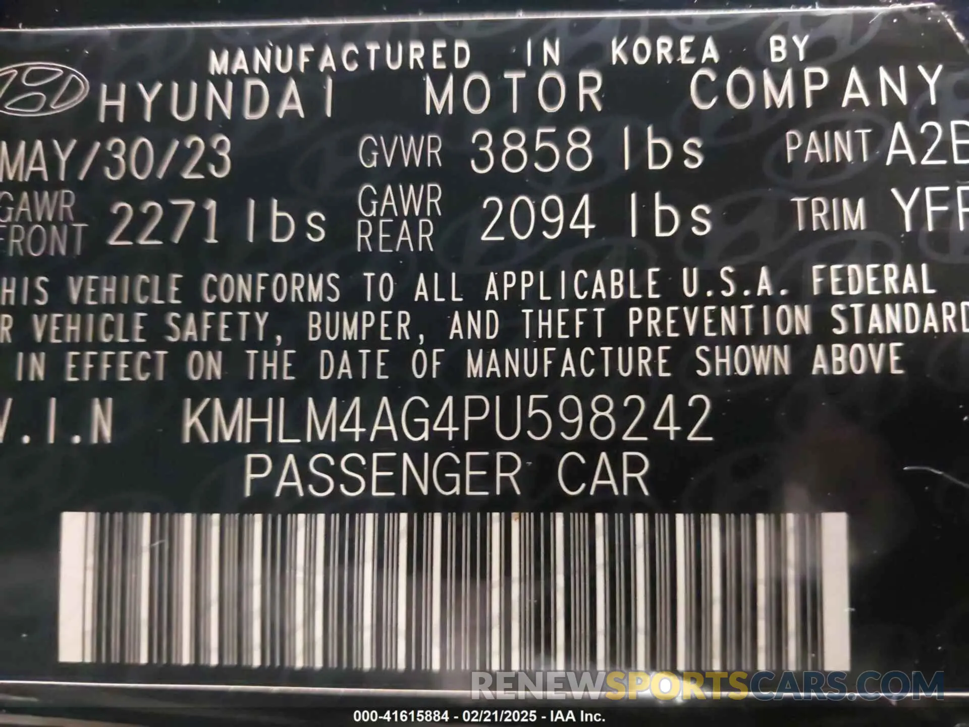 9 Photograph of a damaged car KMHLM4AG4PU598242 HYUNDAI ELANTRA 2023