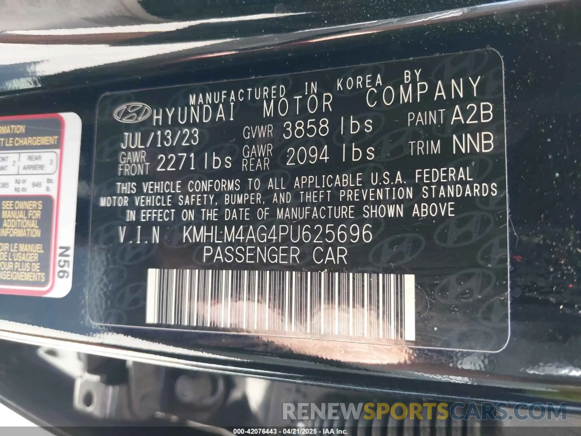9 Photograph of a damaged car KMHLM4AG4PU625696 HYUNDAI ELANTRA 2023