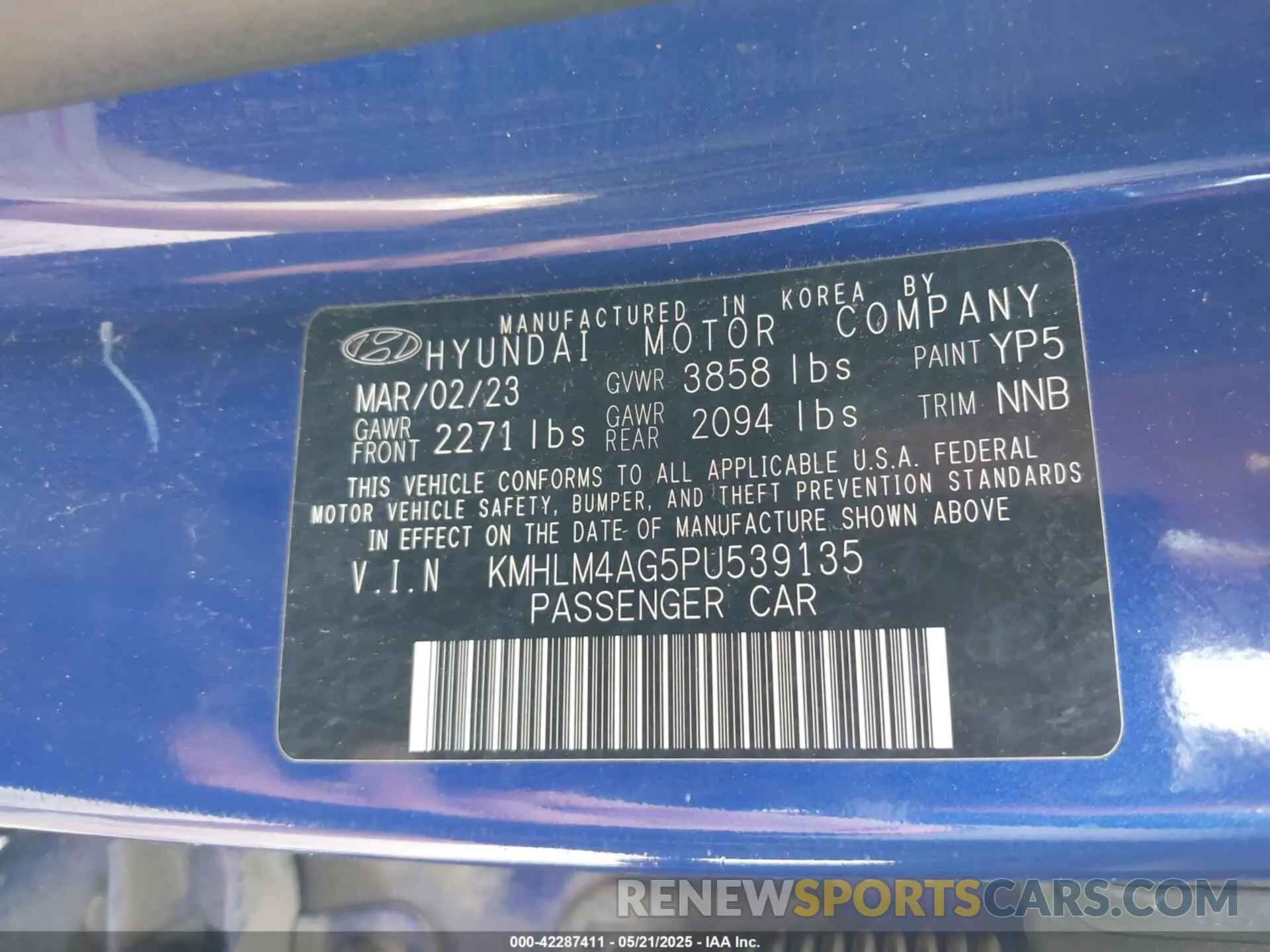 9 Photograph of a damaged car KMHLM4AG5PU539135 HYUNDAI ELANTRA 2023