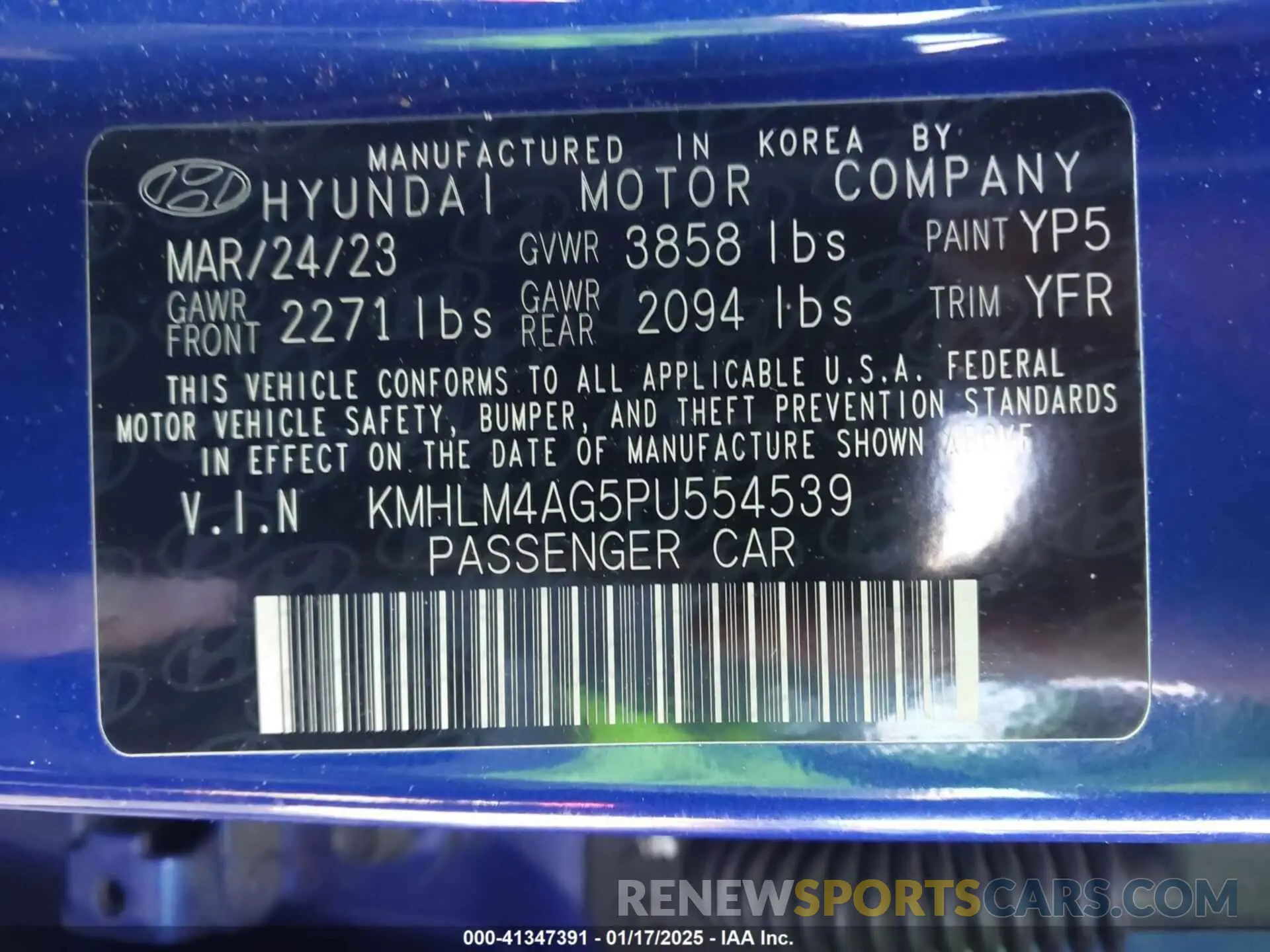 9 Photograph of a damaged car KMHLM4AG5PU554539 HYUNDAI ELANTRA 2023