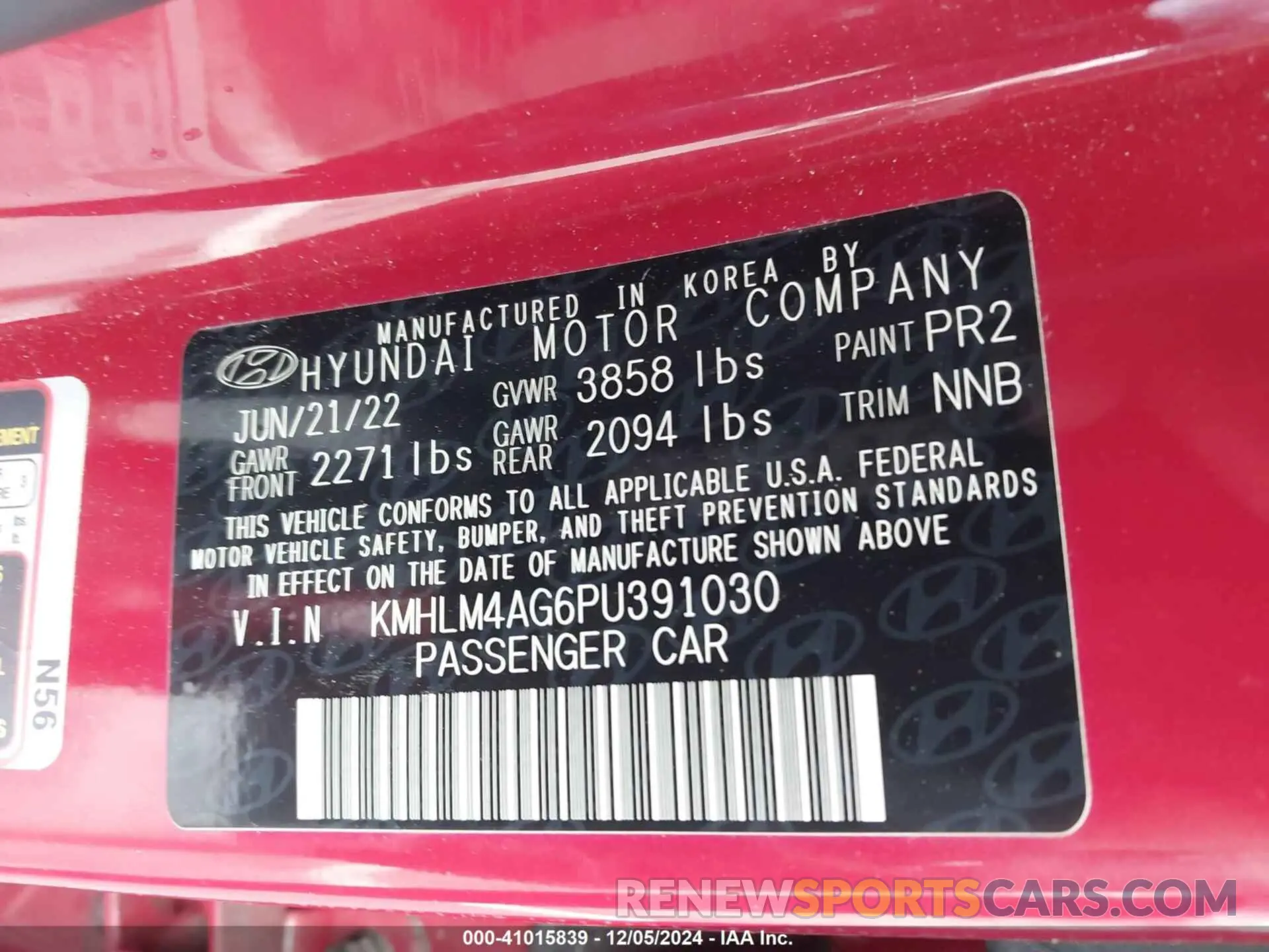 9 Photograph of a damaged car KMHLM4AG6PU391030 HYUNDAI ELANTRA 2023