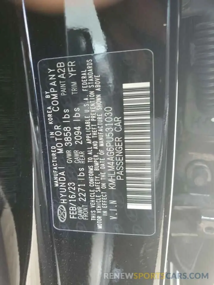 14 Photograph of a damaged car KMHLM4AG6PU531030 HYUNDAI ELANTRA 2023