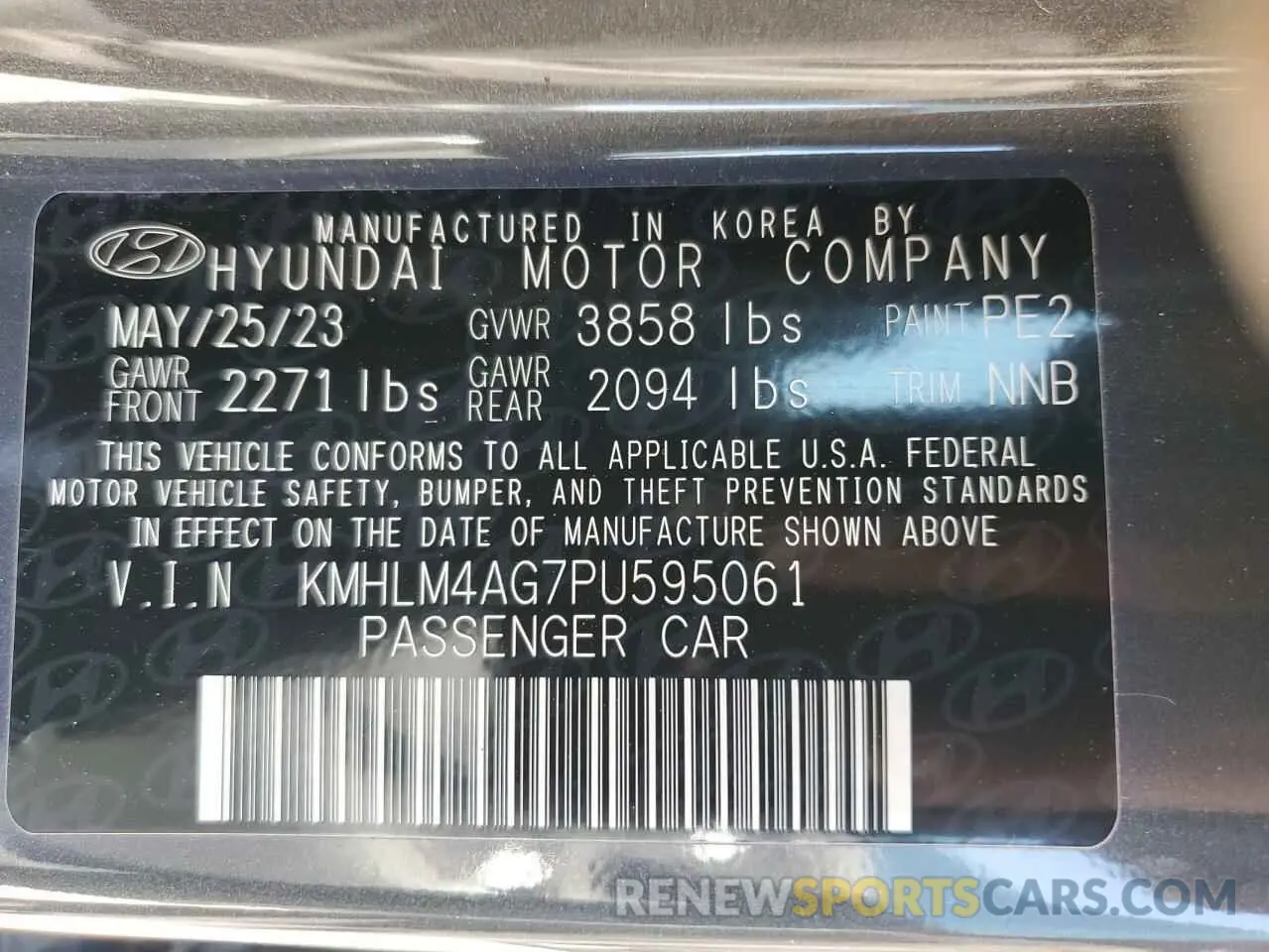 13 Photograph of a damaged car KMHLM4AG7PU595061 HYUNDAI ELANTRA 2023