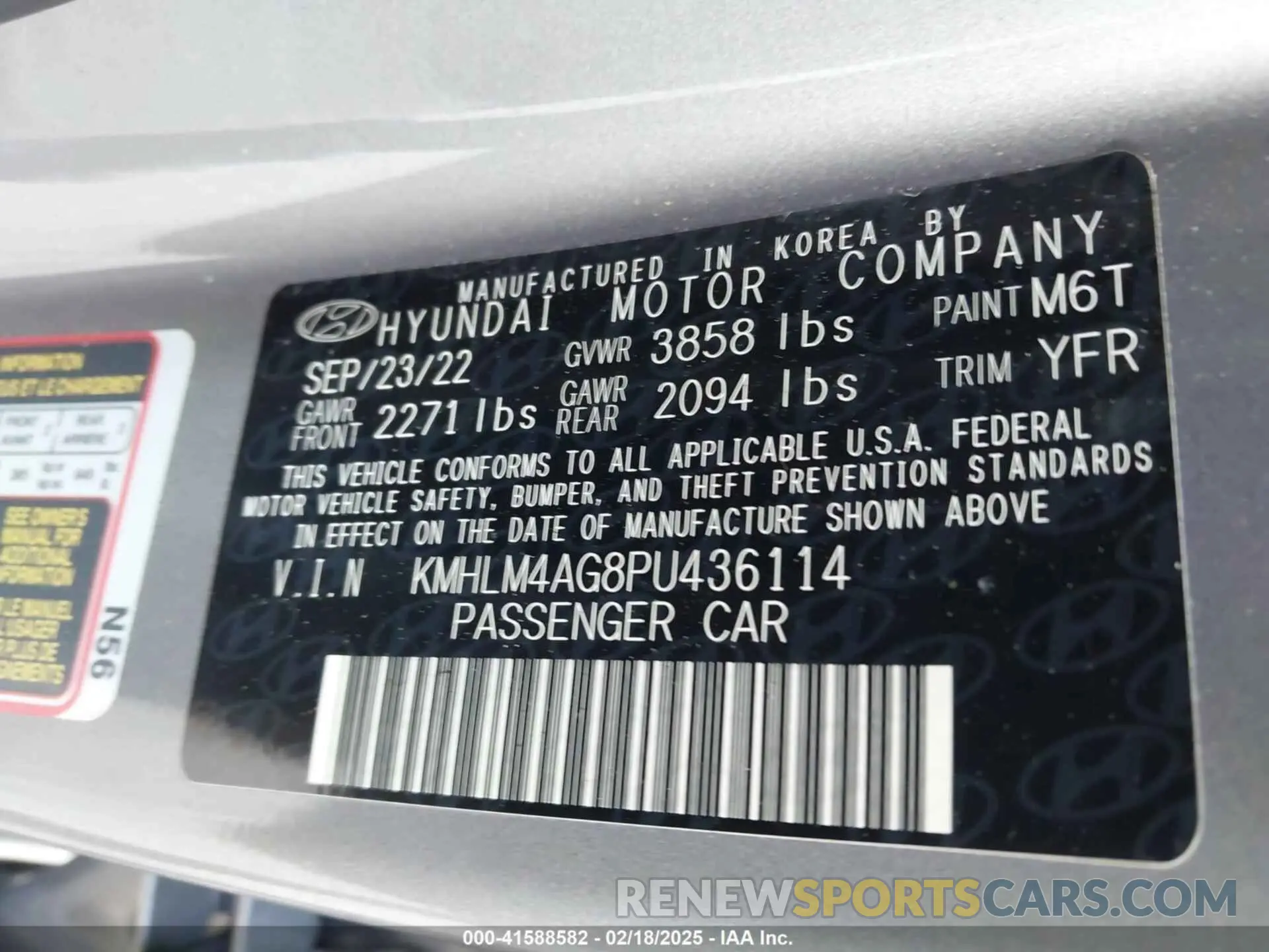 9 Photograph of a damaged car KMHLM4AG8PU436114 HYUNDAI ELANTRA 2023