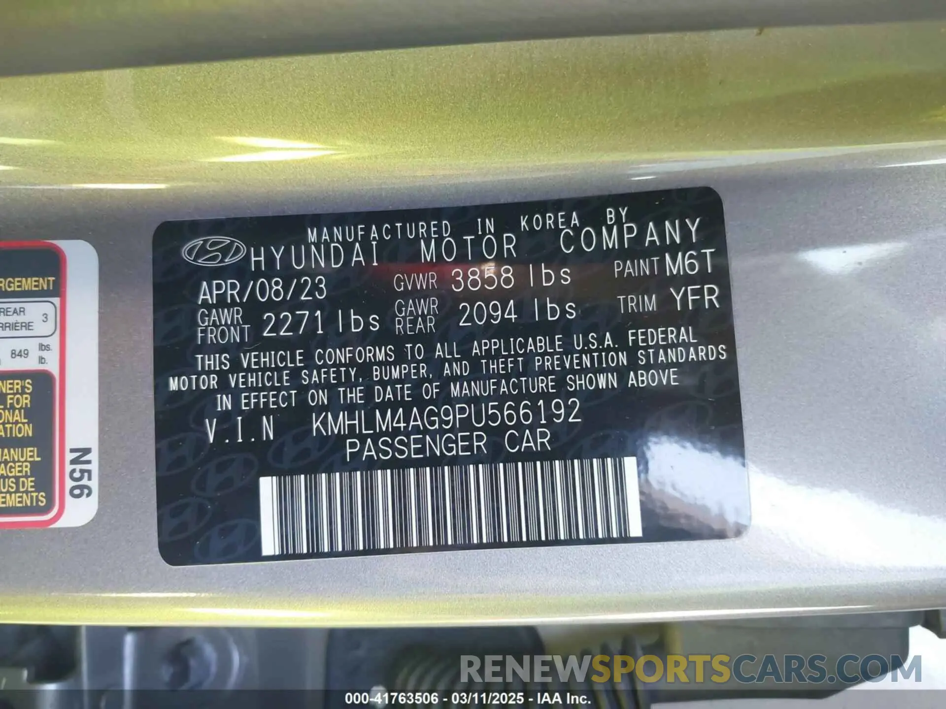 9 Photograph of a damaged car KMHLM4AG9PU566192 HYUNDAI ELANTRA 2023