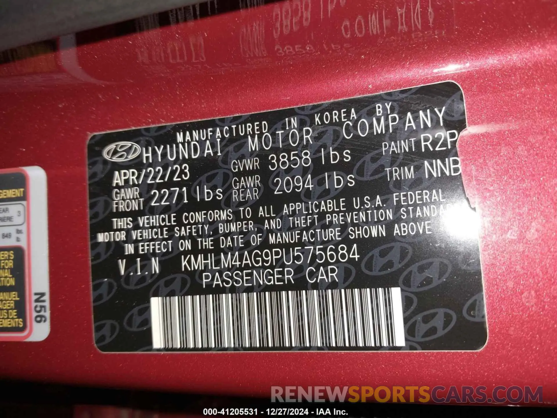9 Photograph of a damaged car KMHLM4AG9PU575684 HYUNDAI ELANTRA 2023