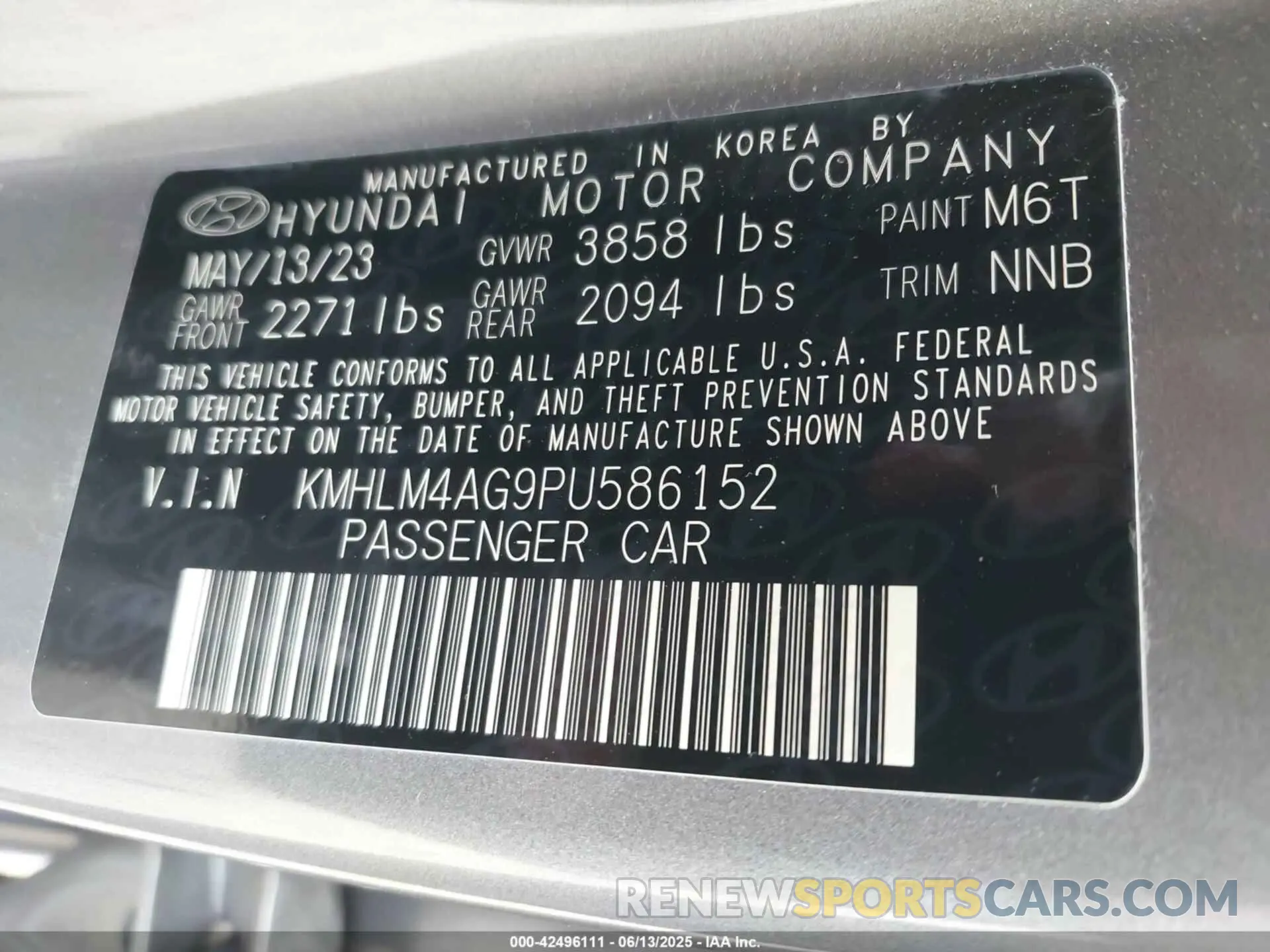 9 Photograph of a damaged car KMHLM4AG9PU586152 HYUNDAI ELANTRA 2023