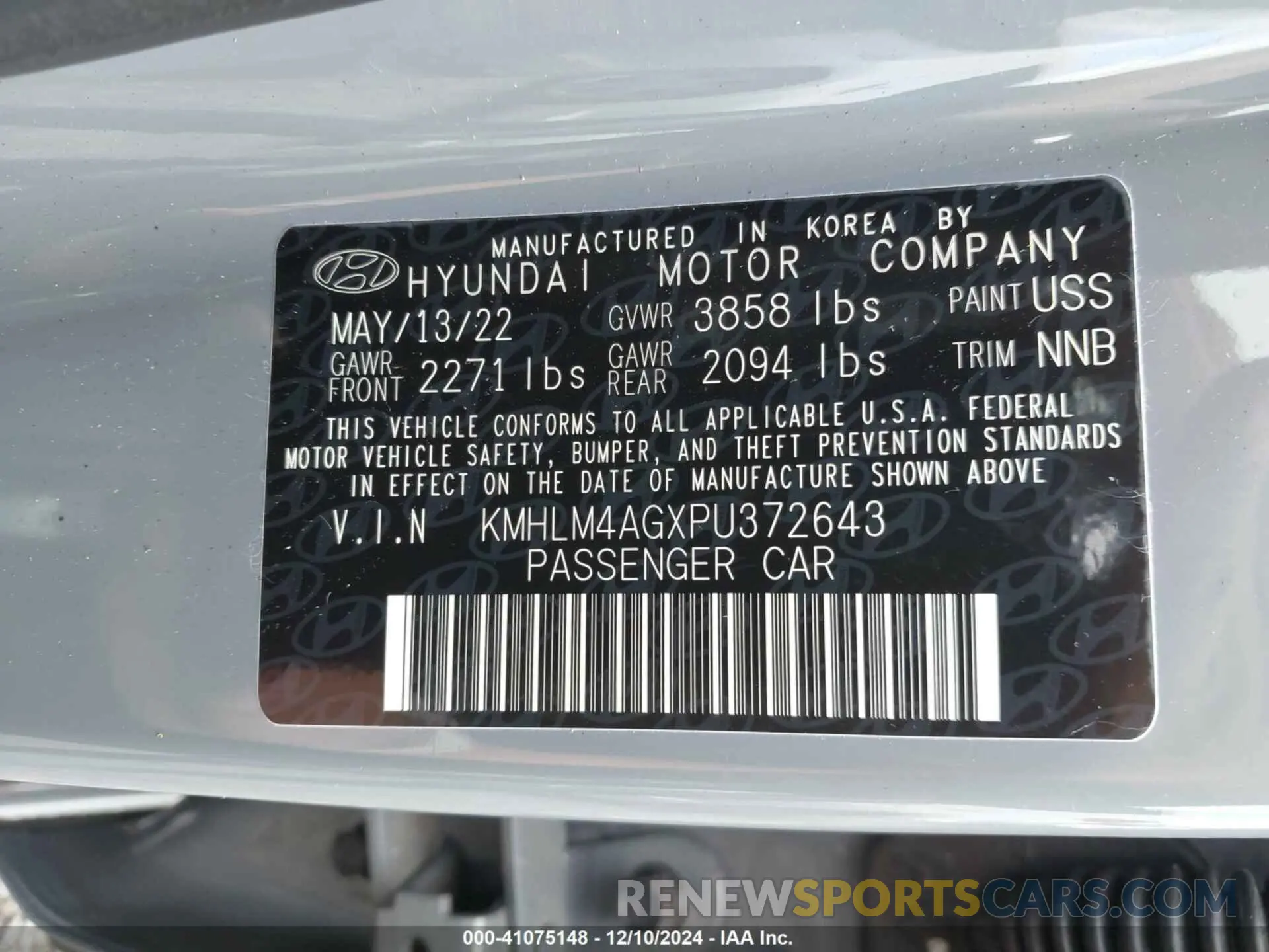 9 Photograph of a damaged car KMHLM4AGXPU372643 HYUNDAI ELANTRA 2023