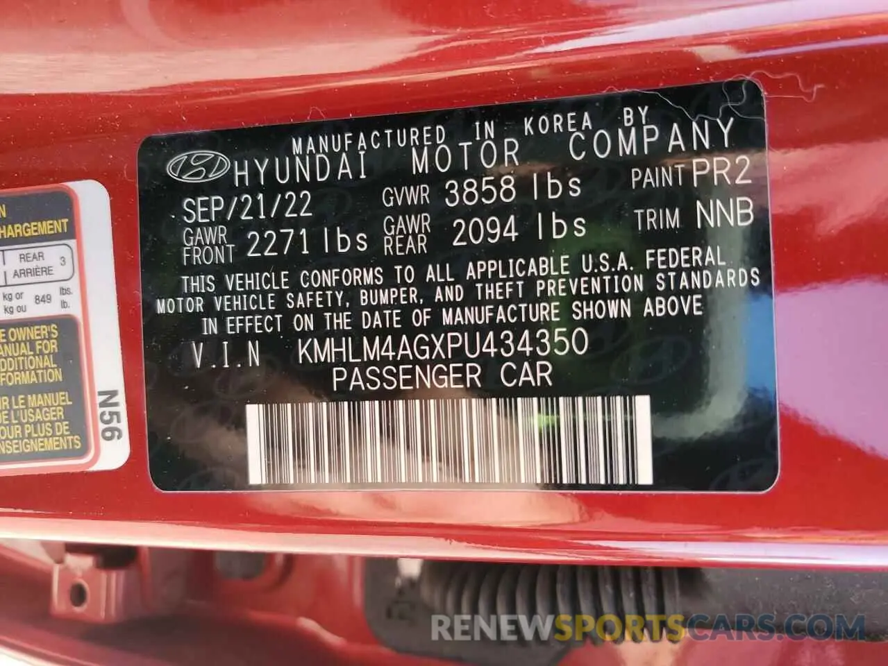 12 Photograph of a damaged car KMHLM4AGXPU434350 HYUNDAI ELANTRA 2023