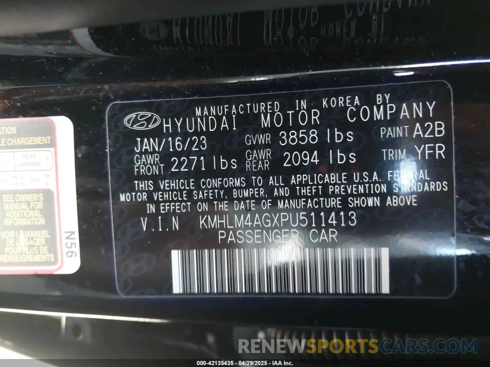 9 Photograph of a damaged car KMHLM4AGXPU511413 HYUNDAI ELANTRA 2023