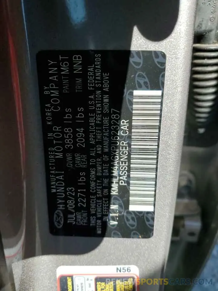 13 Photograph of a damaged car KMHLM4AGXPU623287 HYUNDAI ELANTRA 2023