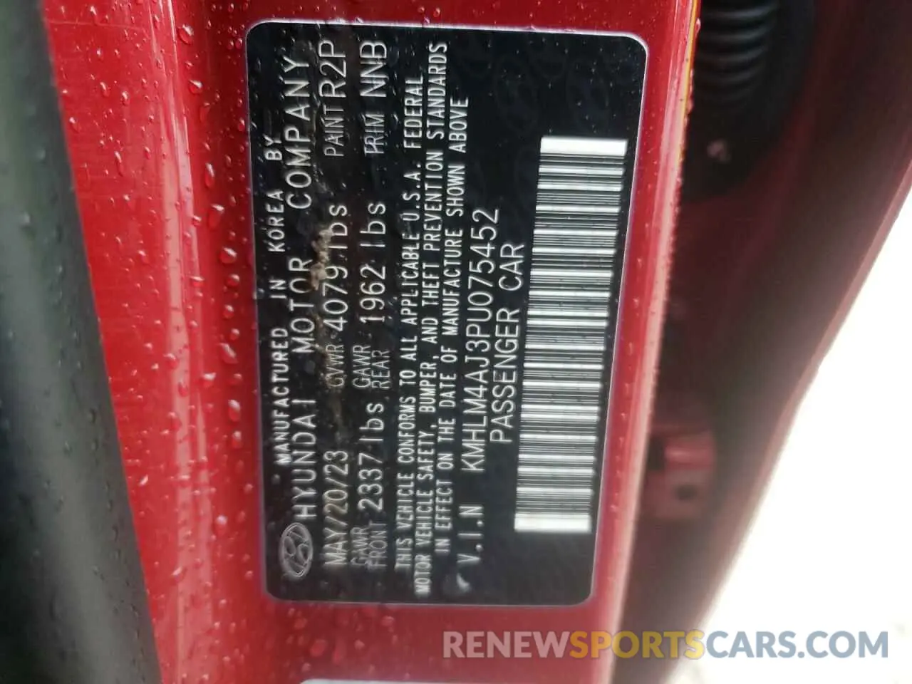 13 Photograph of a damaged car KMHLM4AJ3PU075452 HYUNDAI ELANTRA 2023