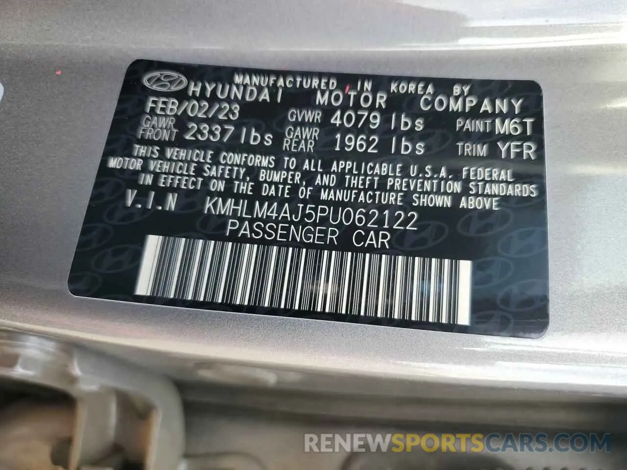 12 Photograph of a damaged car KMHLM4AJ5PU062122 HYUNDAI ELANTRA 2023