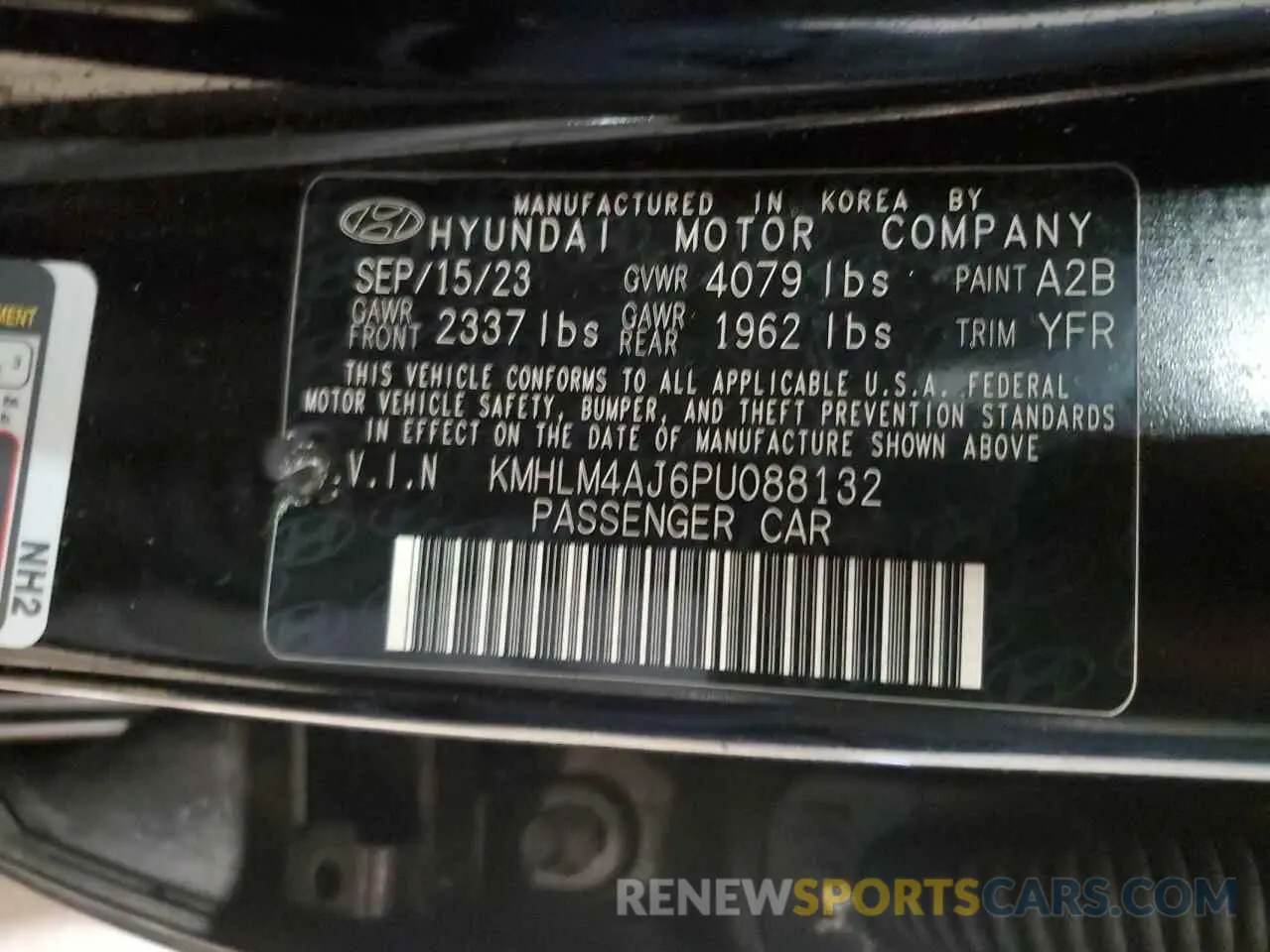 12 Photograph of a damaged car KMHLM4AJ6PU088132 HYUNDAI ELANTRA 2023