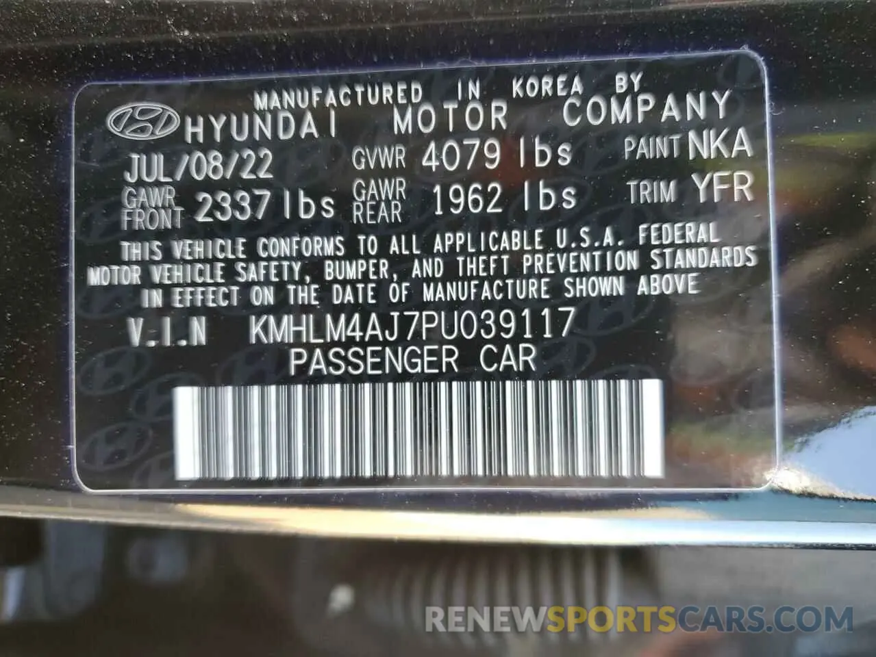 12 Photograph of a damaged car KMHLM4AJ7PU039117 HYUNDAI ELANTRA 2023