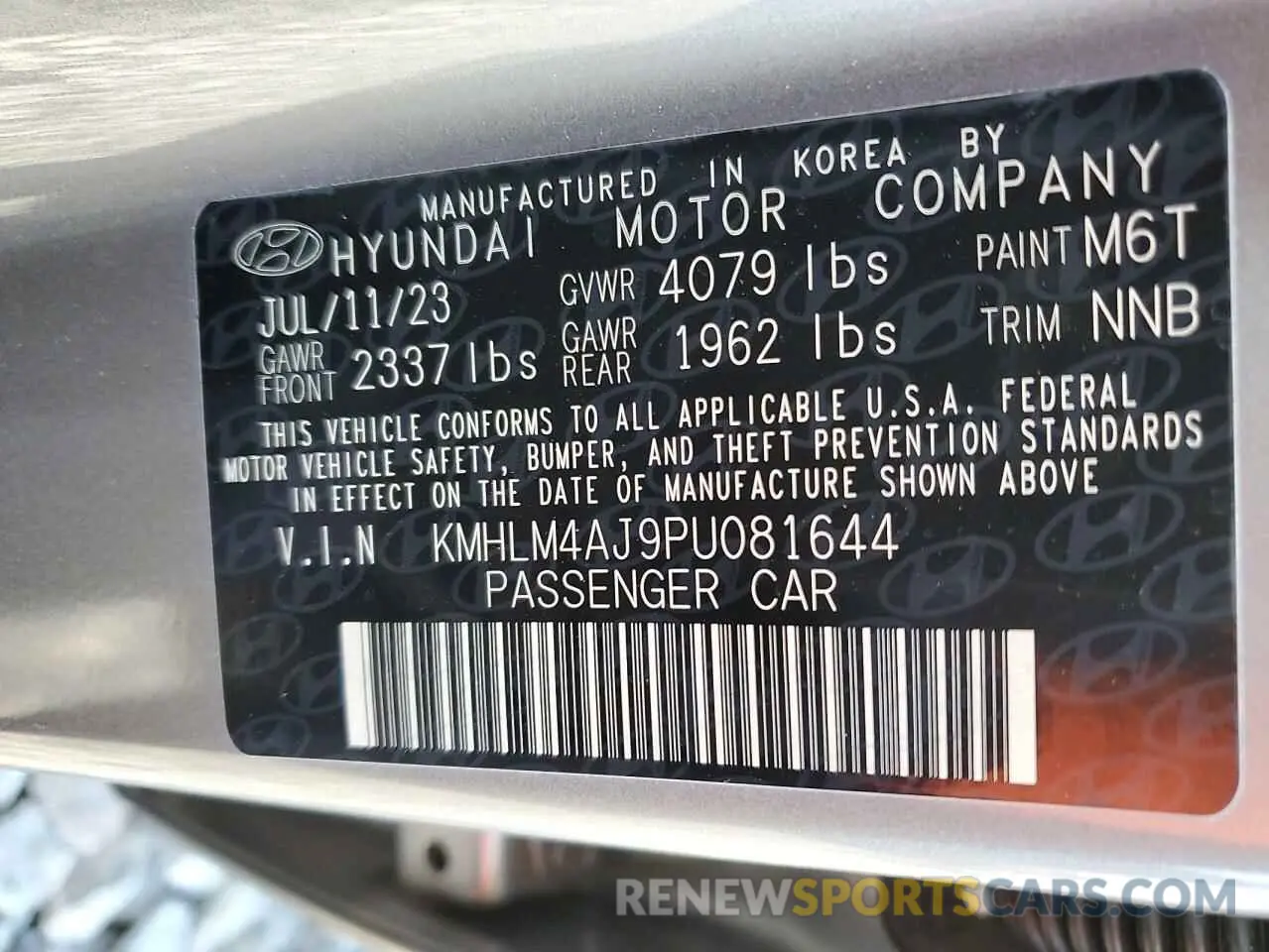 13 Photograph of a damaged car KMHLM4AJ9PU081644 HYUNDAI ELANTRA 2023