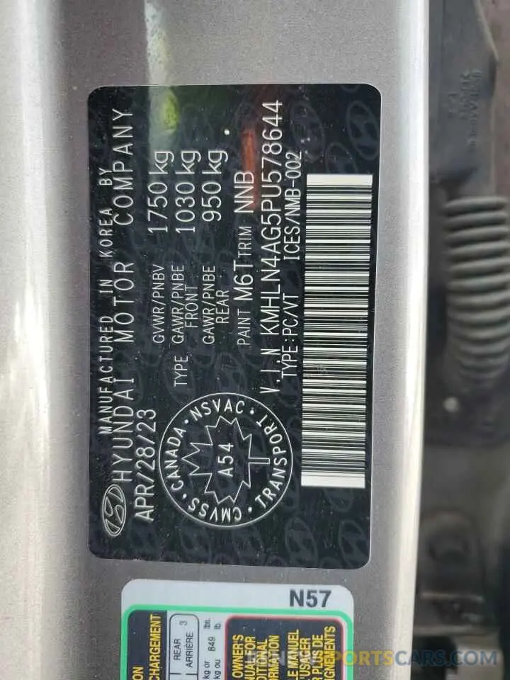 13 Photograph of a damaged car KMHLN4AG5PU578644 HYUNDAI ELANTRA 2023
