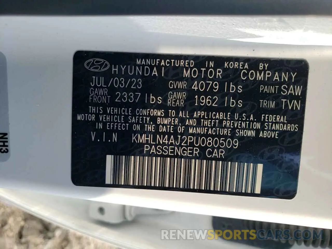 12 Photograph of a damaged car KMHLN4AJ2PU080509 HYUNDAI ELANTRA 2023