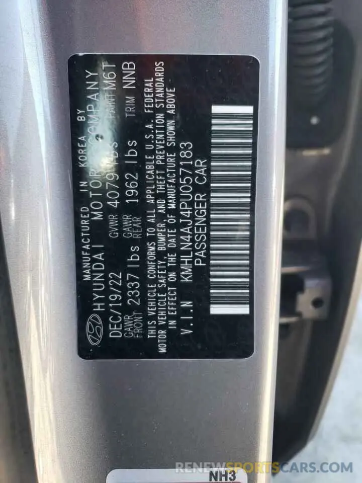 12 Photograph of a damaged car KMHLN4AJ4PU057183 HYUNDAI ELANTRA 2023