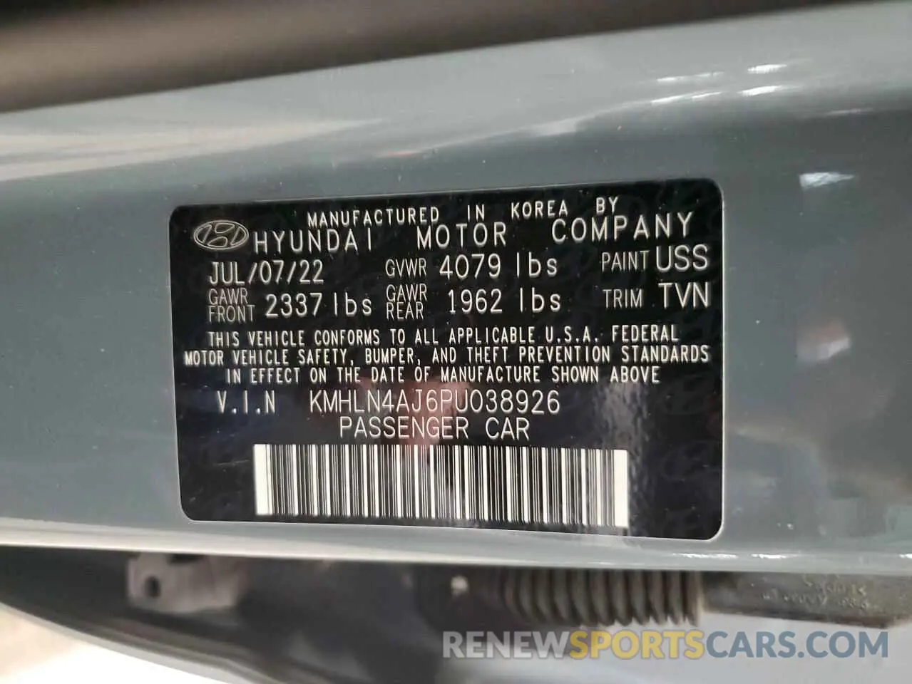 12 Photograph of a damaged car KMHLN4AJ6PU038926 HYUNDAI ELANTRA 2023