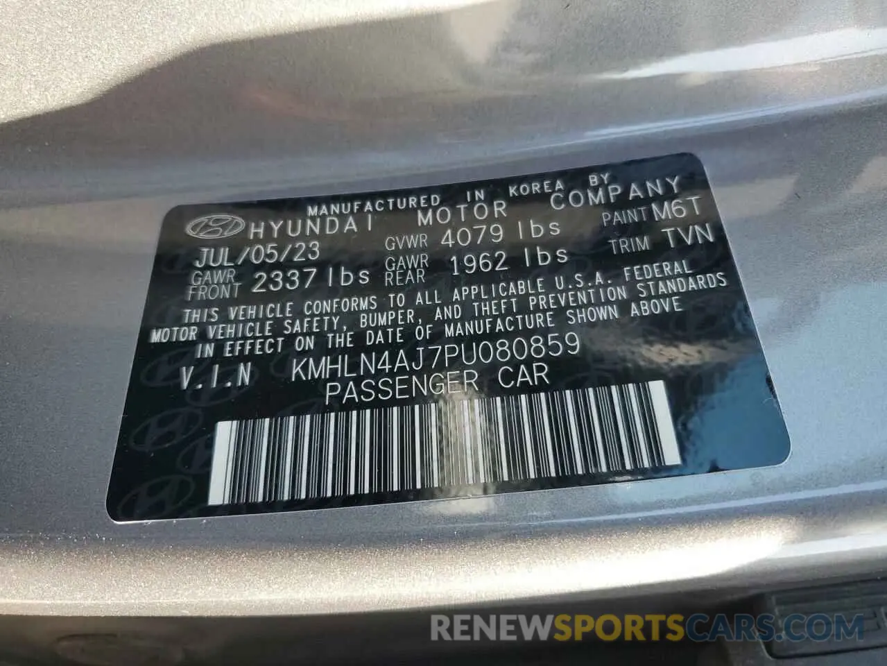14 Photograph of a damaged car KMHLN4AJ7PU080859 HYUNDAI ELANTRA 2023