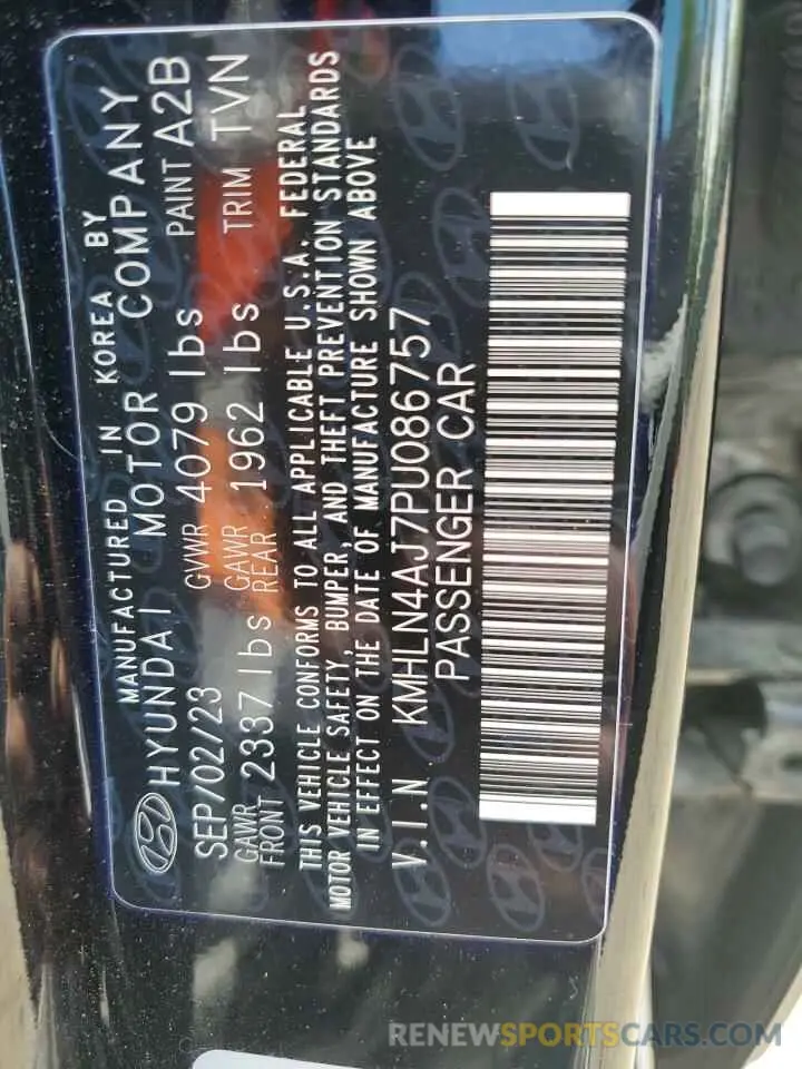 12 Photograph of a damaged car KMHLN4AJ7PU086757 HYUNDAI ELANTRA 2023
