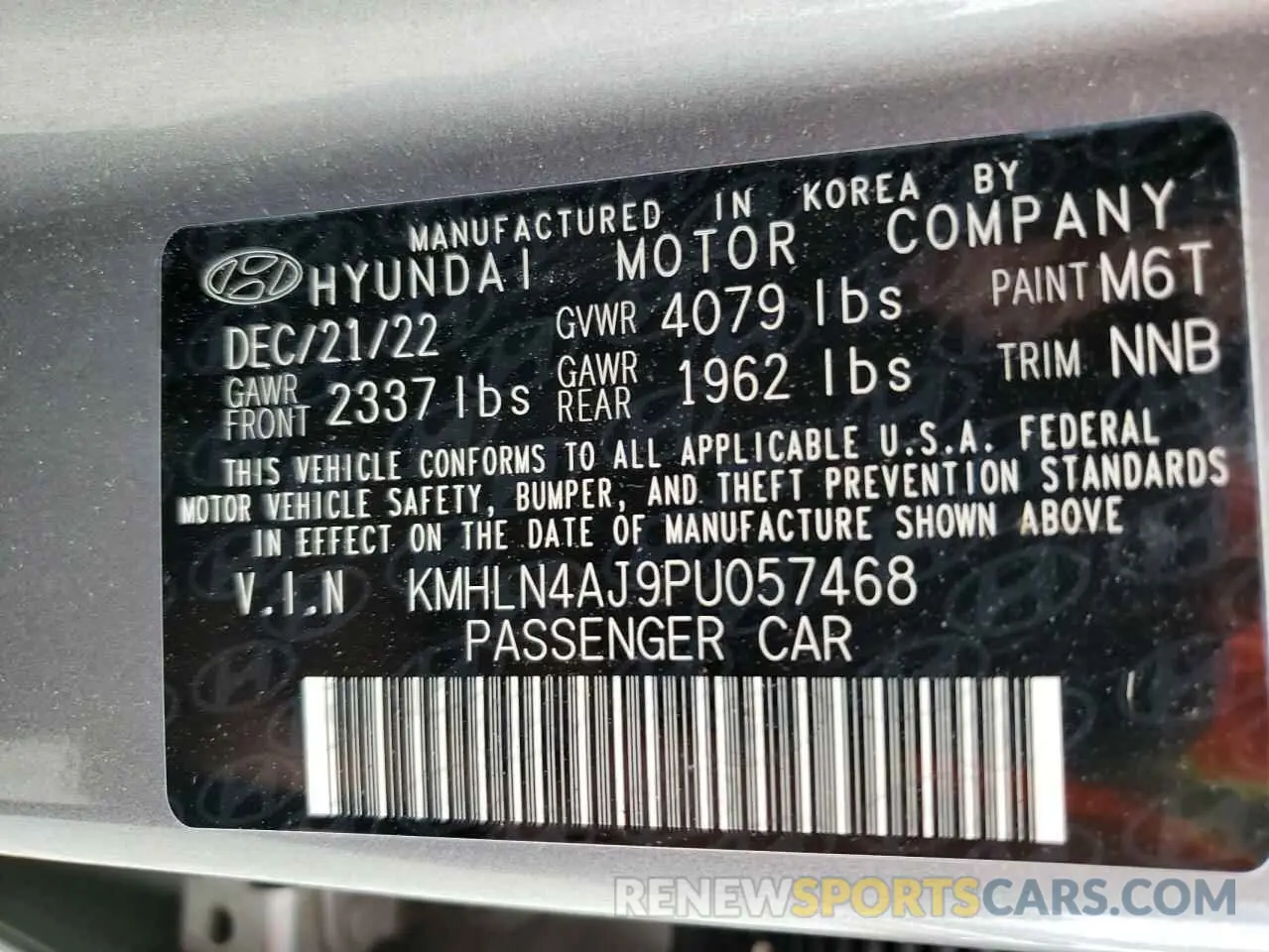13 Photograph of a damaged car KMHLN4AJ9PU057468 HYUNDAI ELANTRA 2023