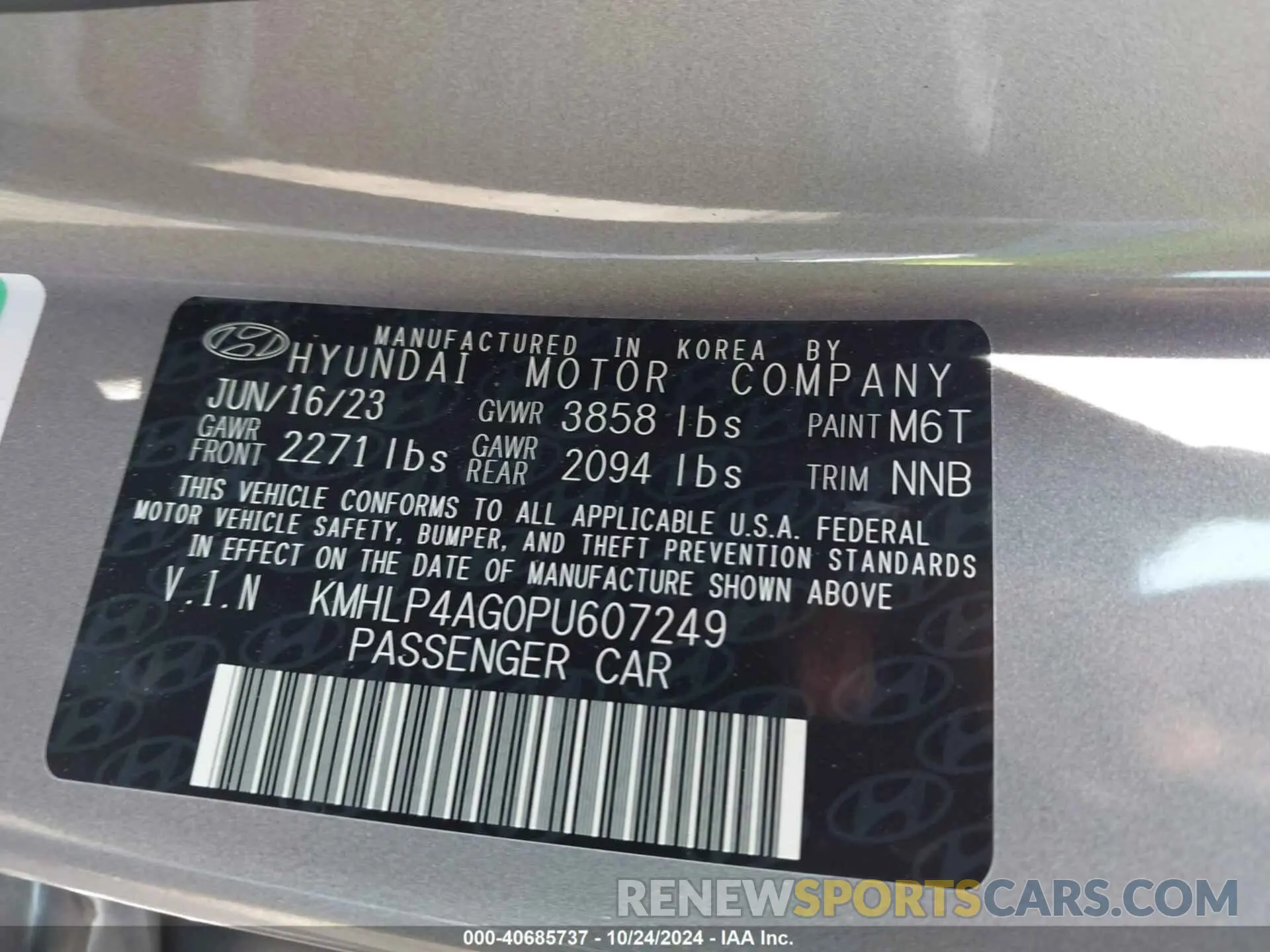 9 Photograph of a damaged car KMHLP4AG0PU607249 HYUNDAI ELANTRA 2023