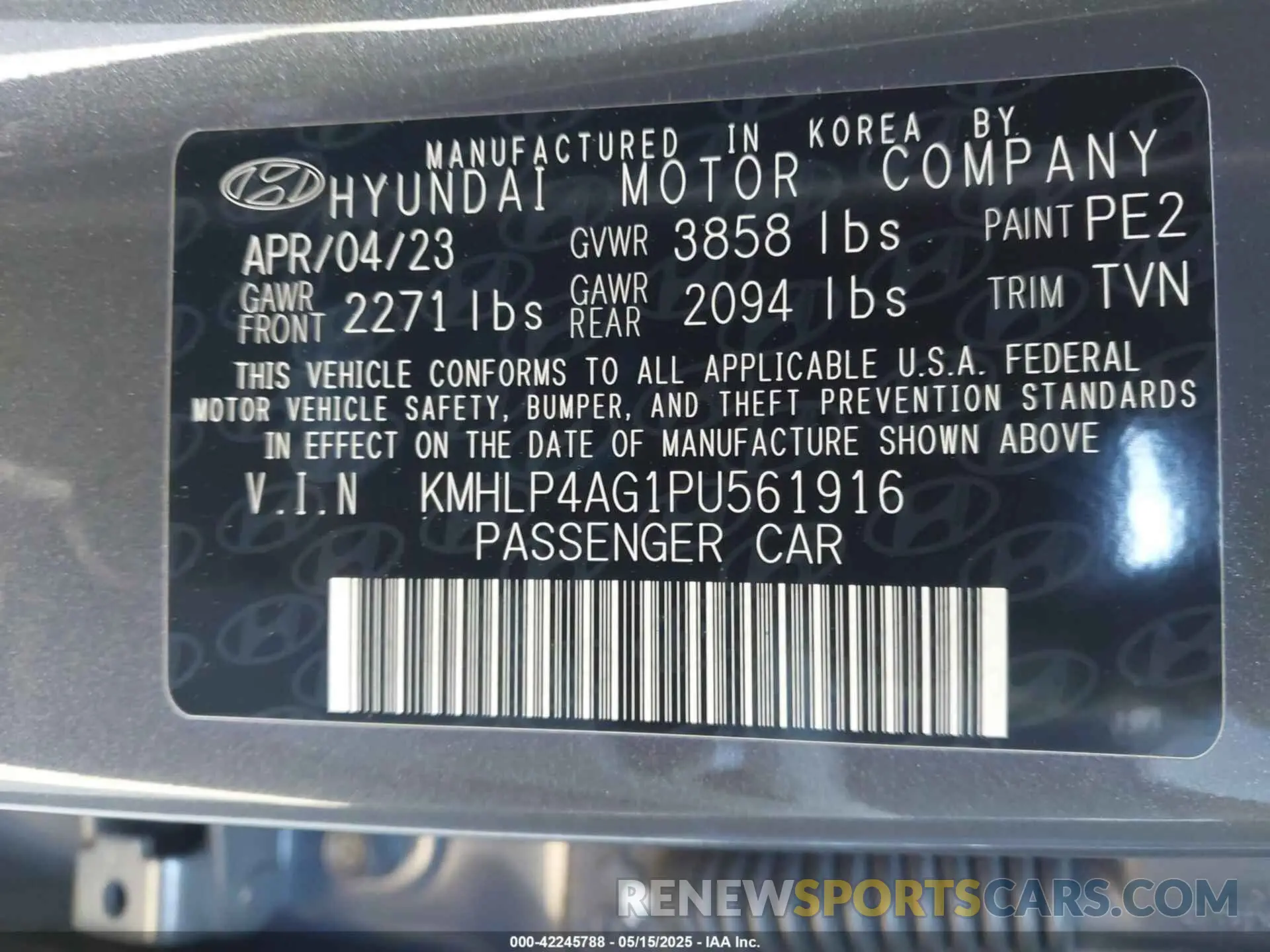 9 Photograph of a damaged car KMHLP4AG1PU561916 HYUNDAI ELANTRA 2023