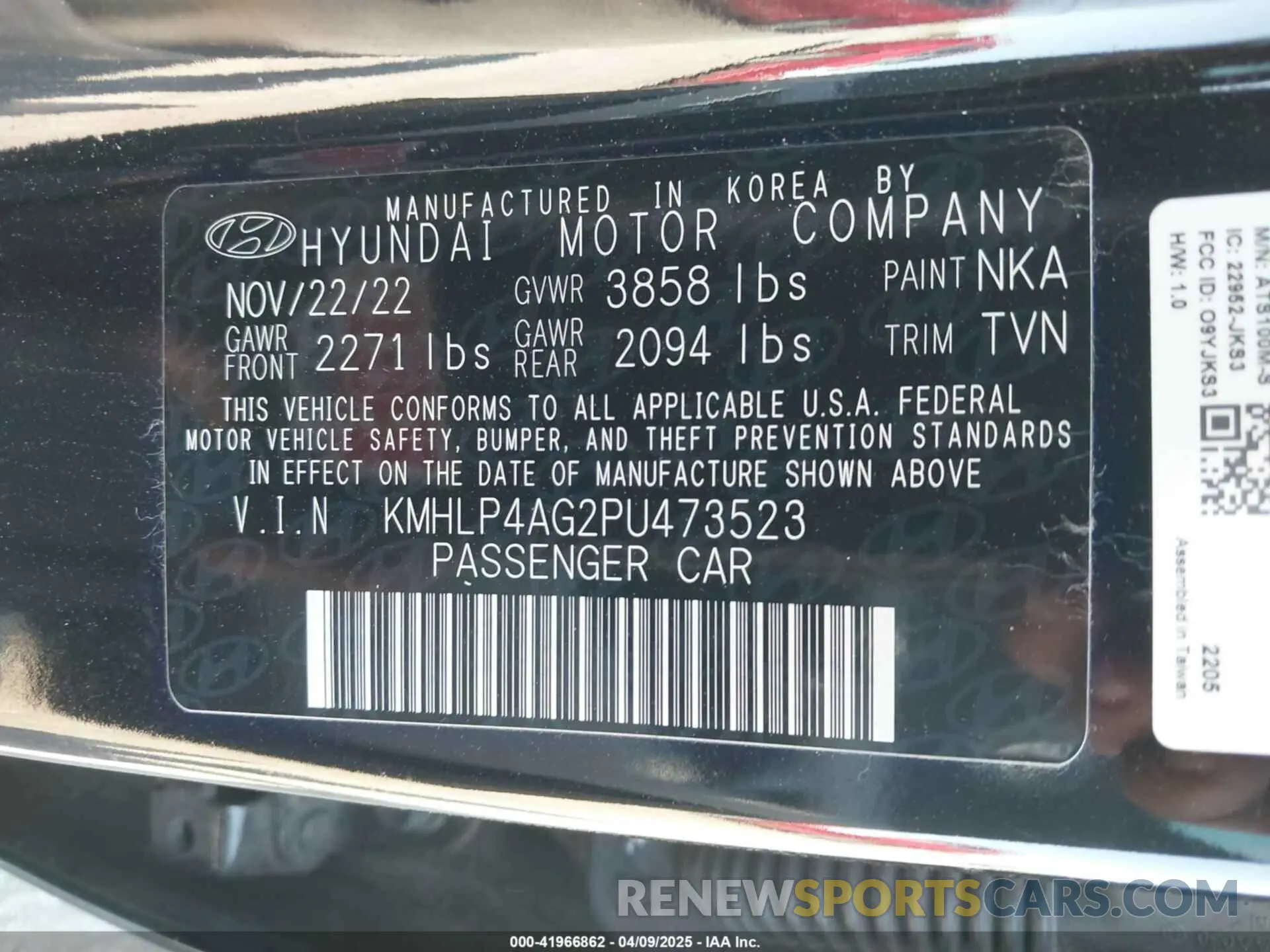 9 Photograph of a damaged car KMHLP4AG2PU473523 HYUNDAI ELANTRA 2023
