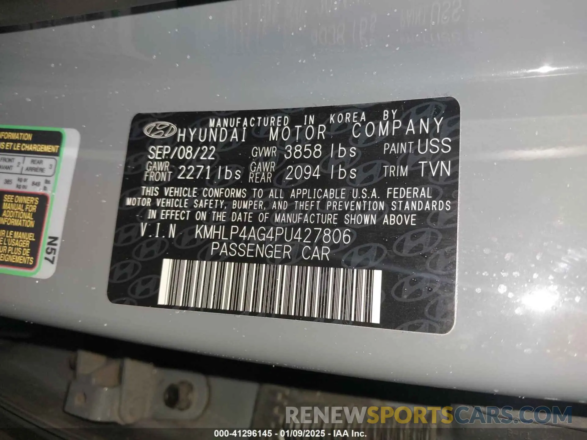 9 Photograph of a damaged car KMHLP4AG4PU427806 HYUNDAI ELANTRA 2023