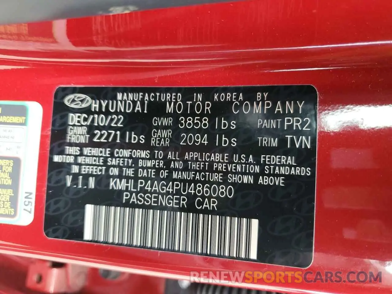 12 Photograph of a damaged car KMHLP4AG4PU486080 HYUNDAI ELANTRA 2023