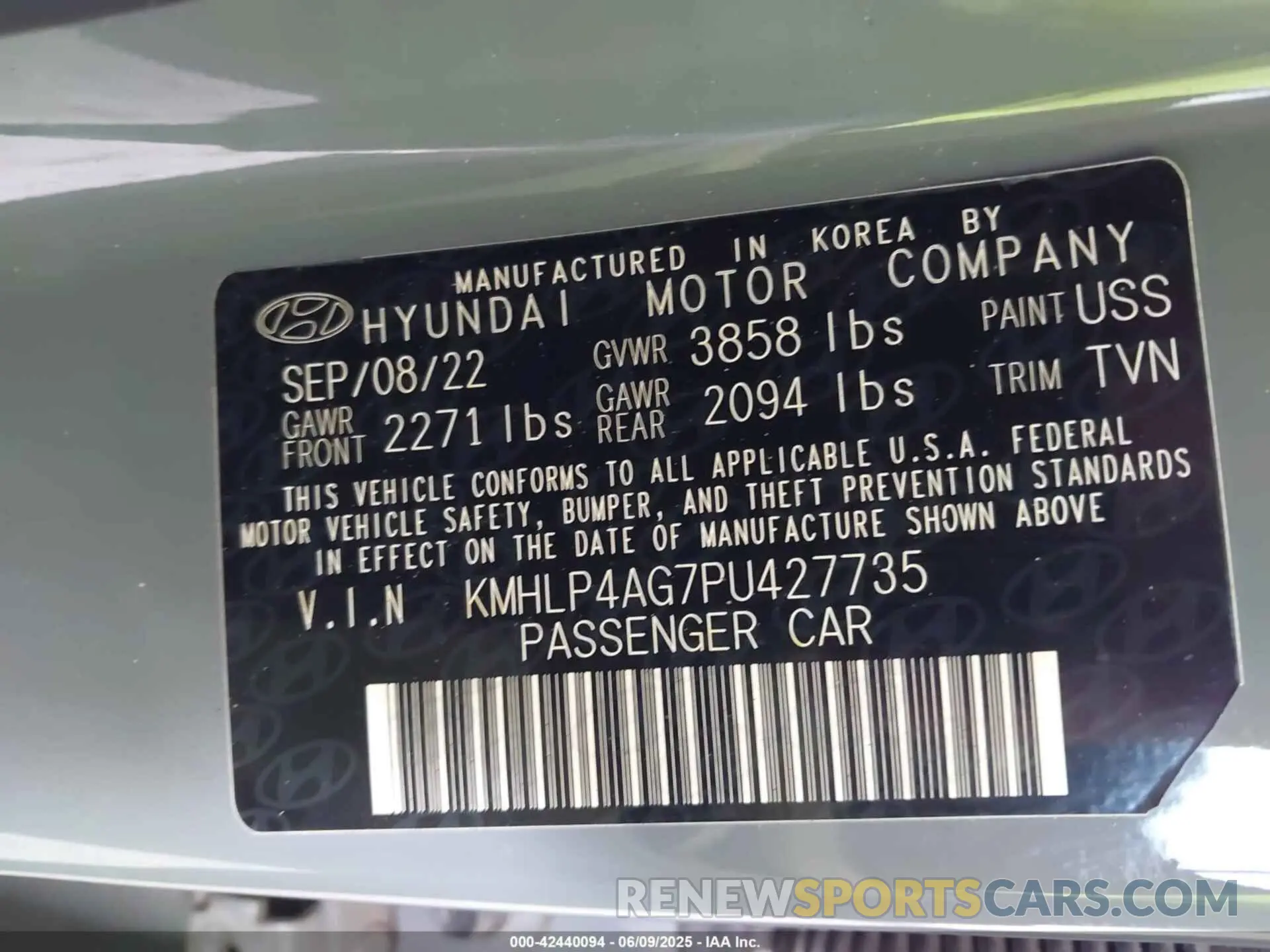 9 Photograph of a damaged car KMHLP4AG7PU427735 HYUNDAI ELANTRA 2023