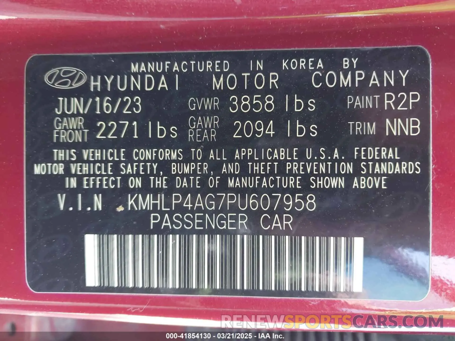 9 Photograph of a damaged car KMHLP4AG7PU607958 HYUNDAI ELANTRA 2023