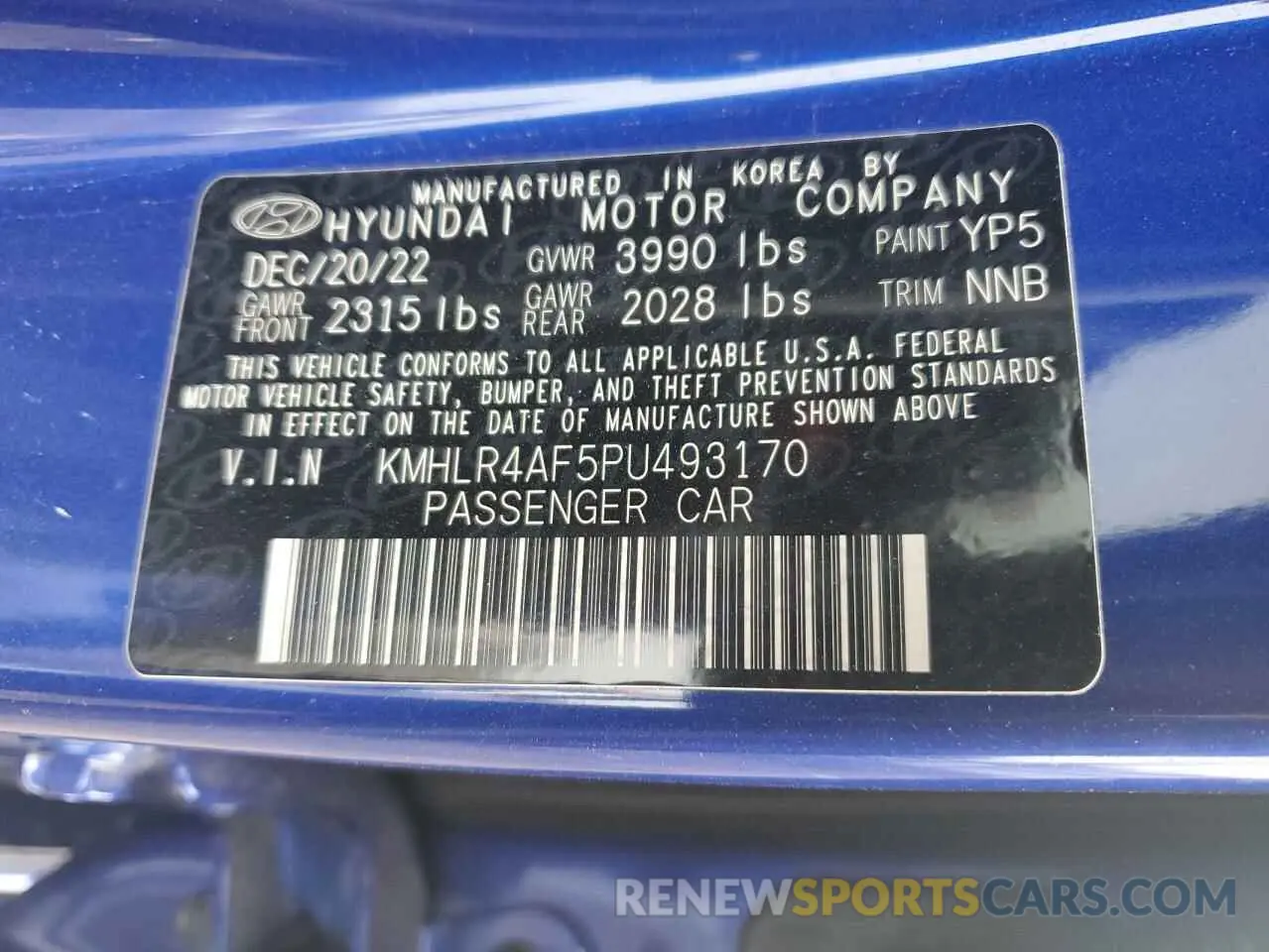 13 Photograph of a damaged car KMHLR4AF5PU493170 HYUNDAI ELANTRA 2023