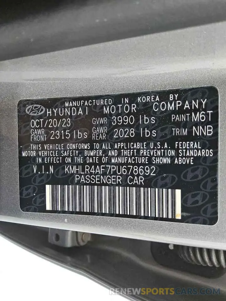 12 Photograph of a damaged car KMHLR4AF7PU678692 HYUNDAI ELANTRA 2023