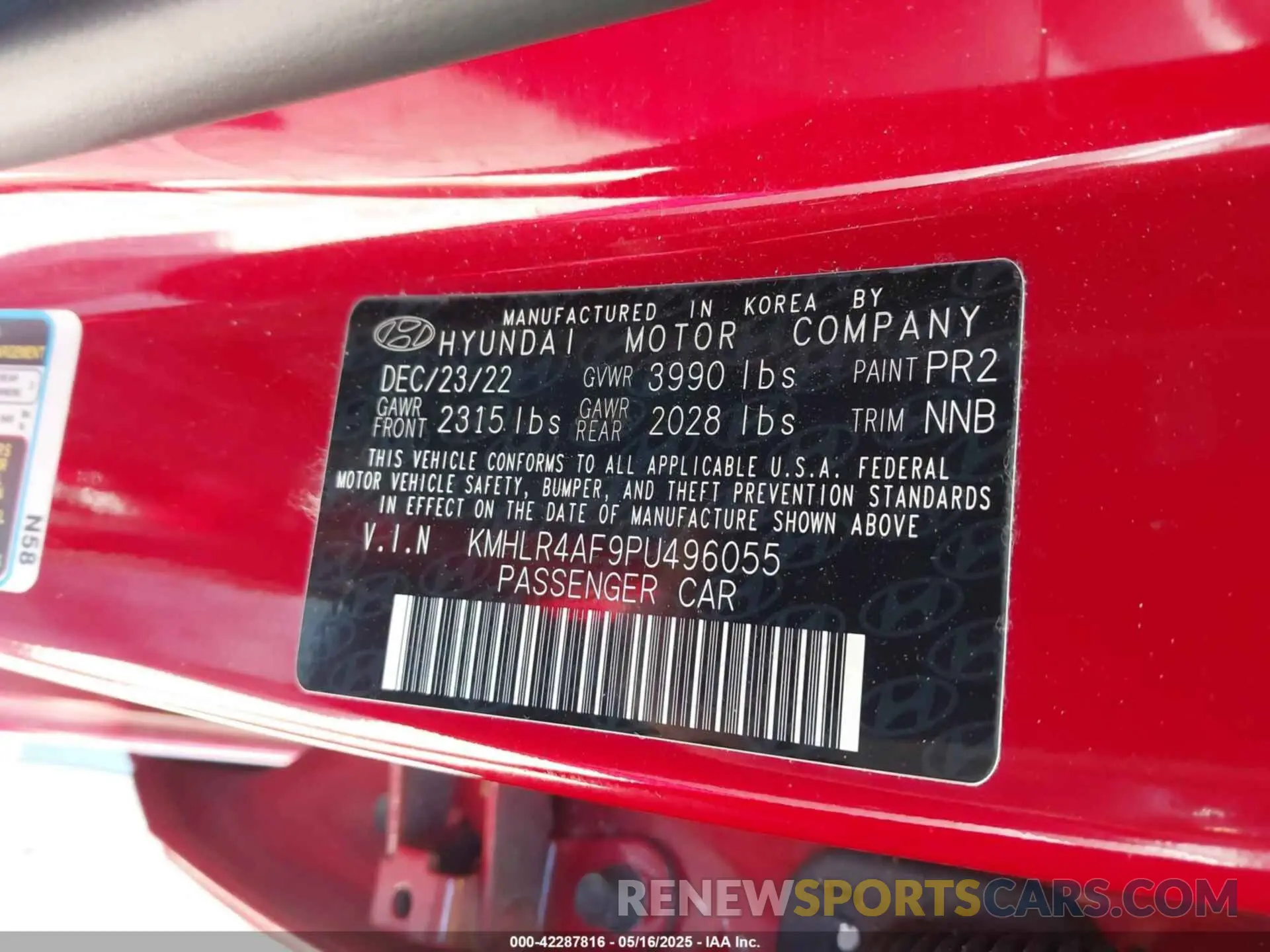 9 Photograph of a damaged car KMHLR4AF9PU496055 HYUNDAI ELANTRA 2023
