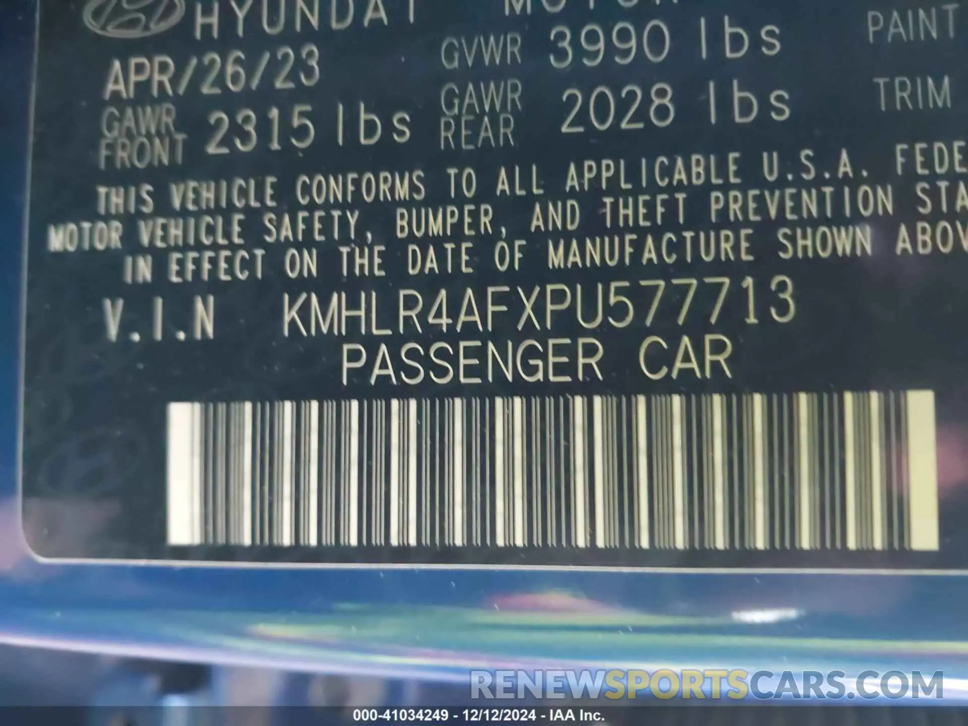 9 Photograph of a damaged car KMHLR4AFXPU577713 HYUNDAI ELANTRA 2023