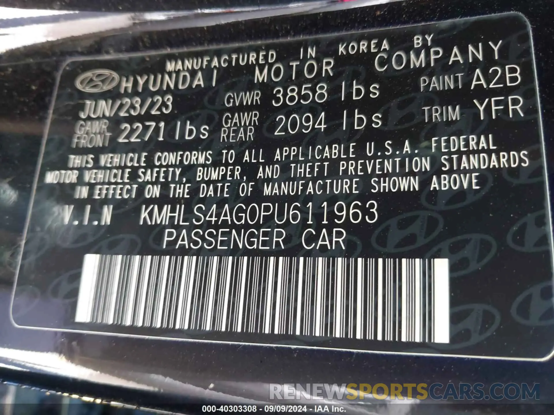 9 Photograph of a damaged car KMHLS4AG0PU611963 HYUNDAI ELANTRA 2023