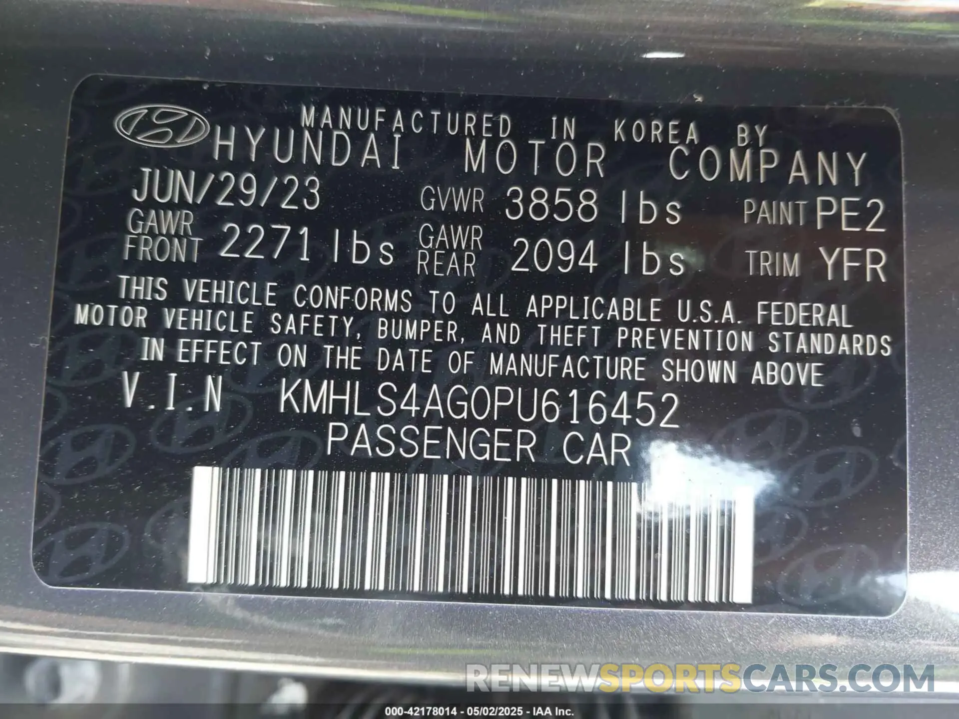 9 Photograph of a damaged car KMHLS4AG0PU616452 HYUNDAI ELANTRA 2023