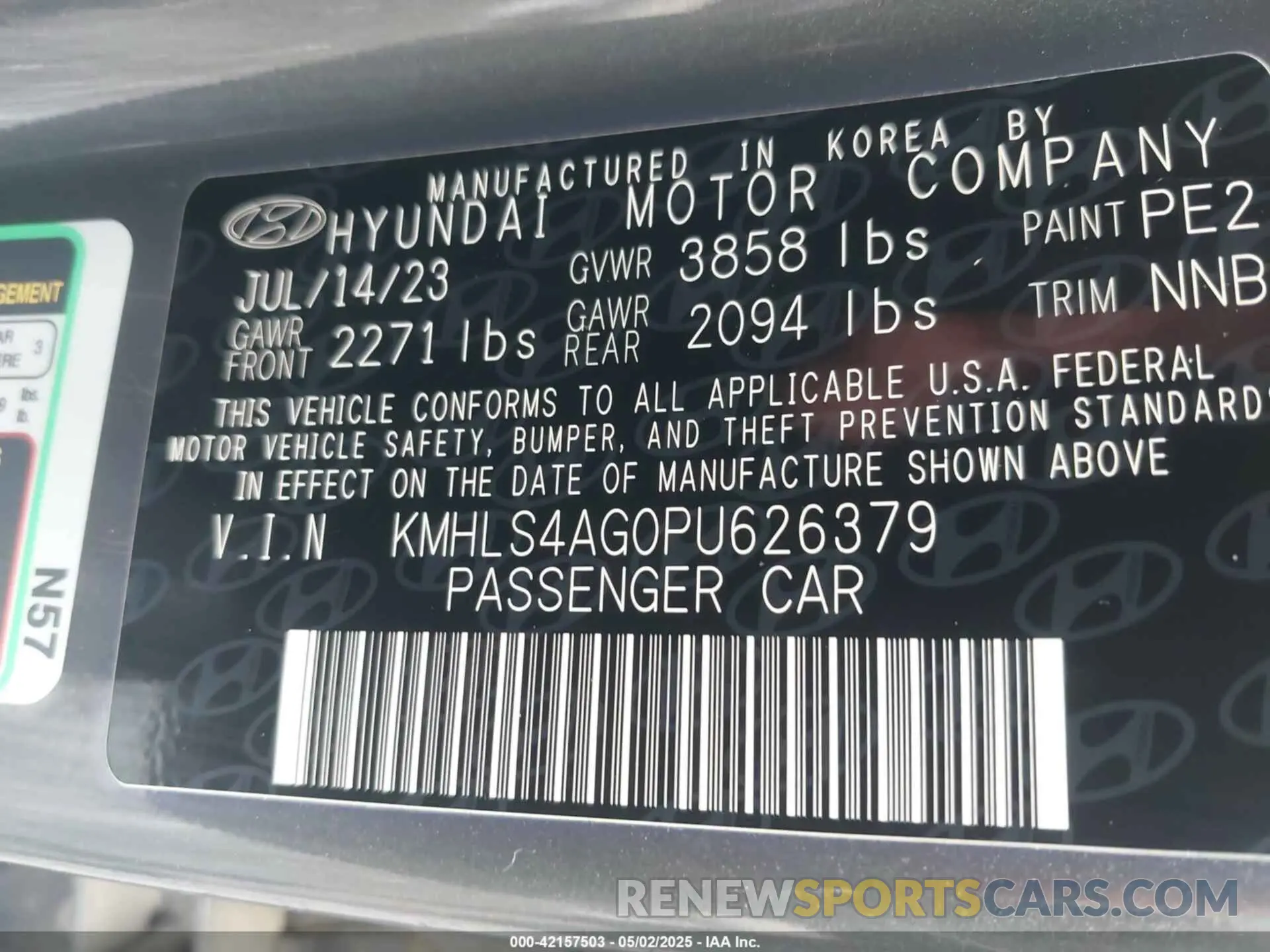9 Photograph of a damaged car KMHLS4AG0PU626379 HYUNDAI ELANTRA 2023