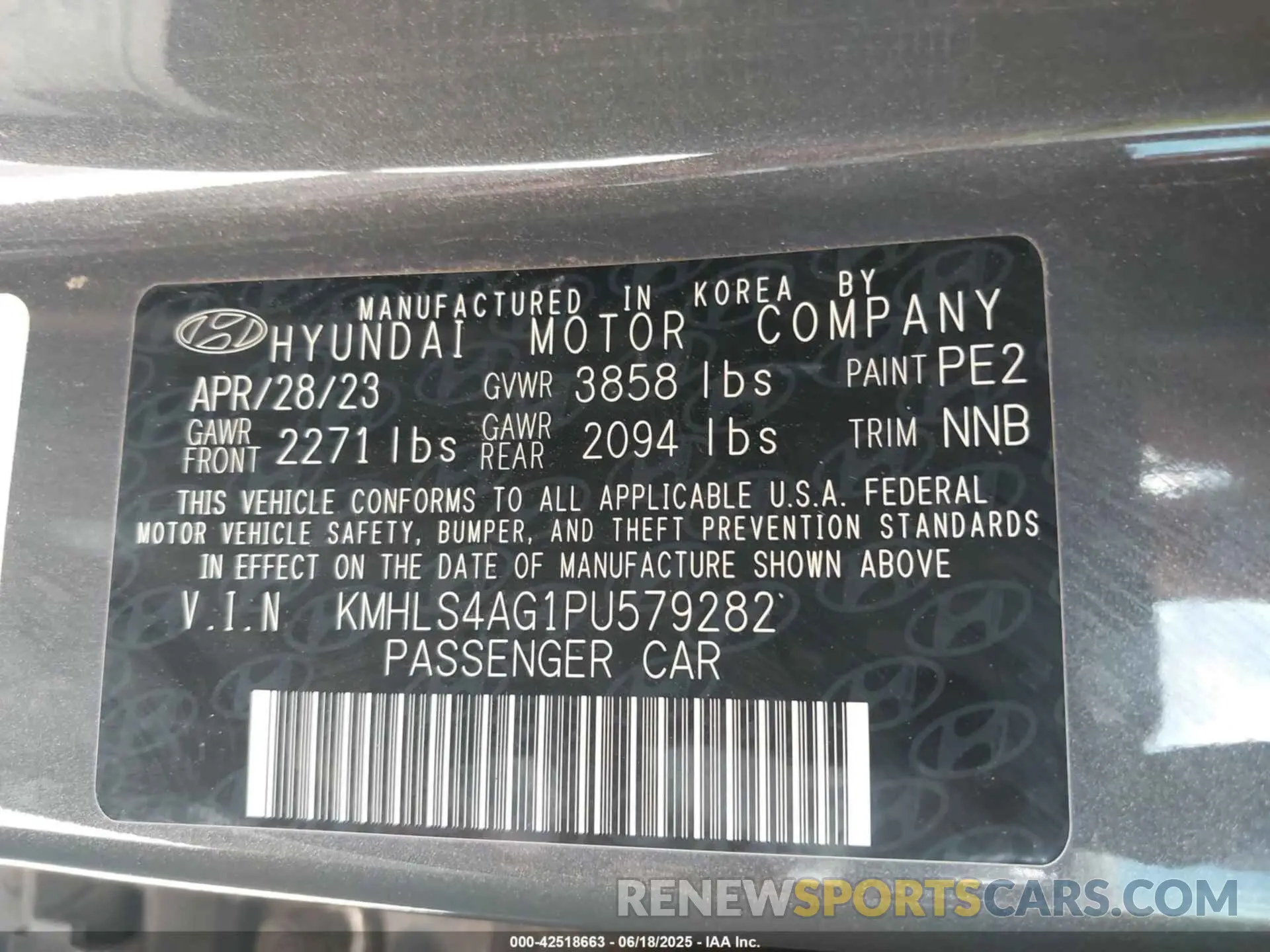 9 Photograph of a damaged car KMHLS4AG1PU579282 HYUNDAI ELANTRA 2023